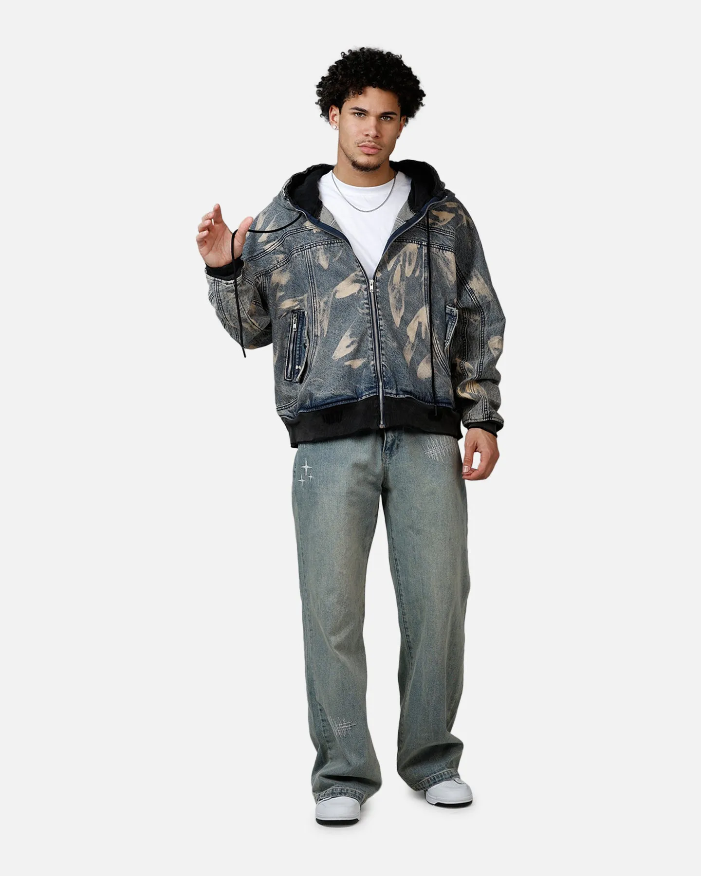 MNML Double Denim Hood Bomb Jacket Blue sold by Culture Kings product image thumbnail 2