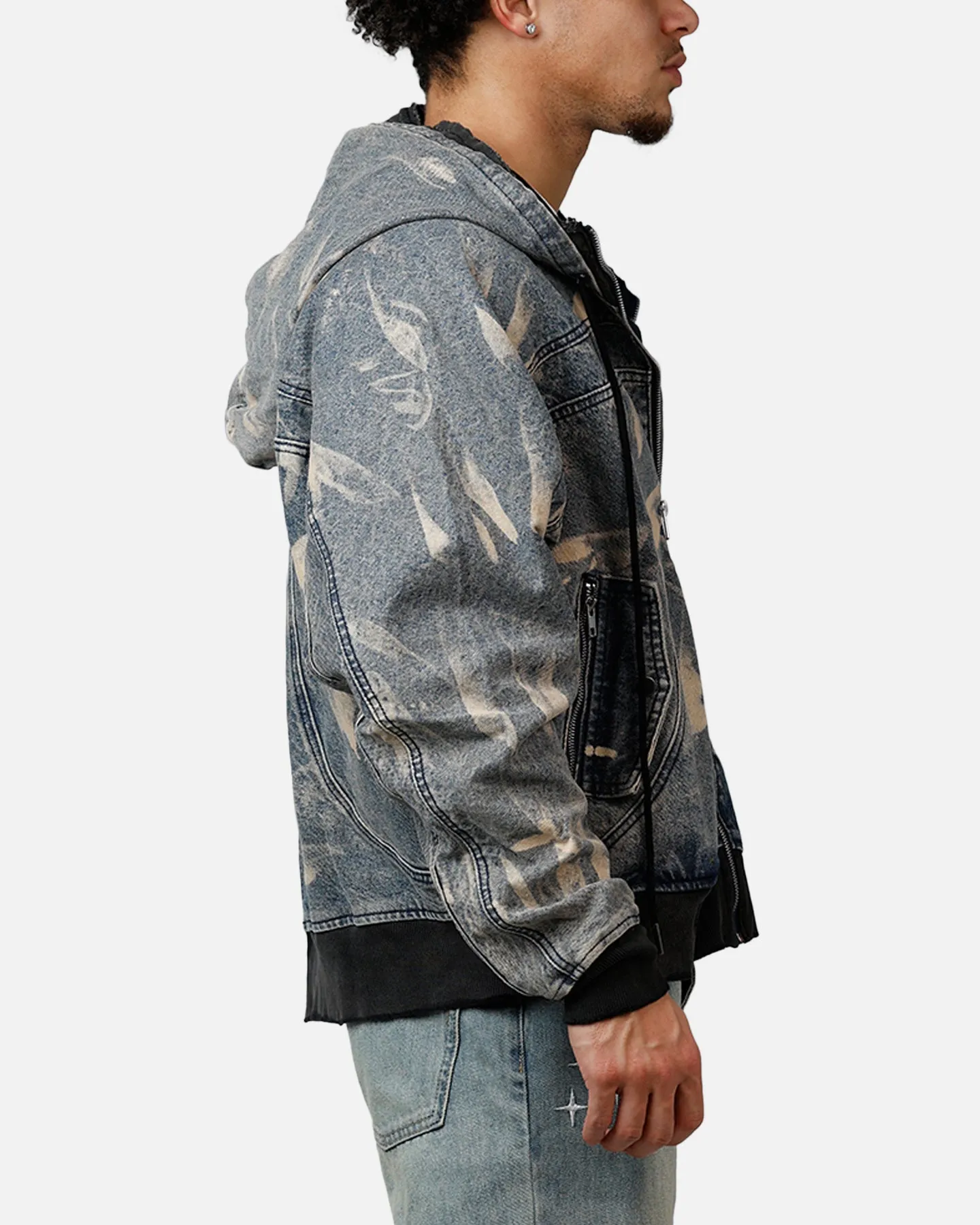 MNML Double Denim Hood Bomb Jacket Blue sold by Culture Kings product image thumbnail 3