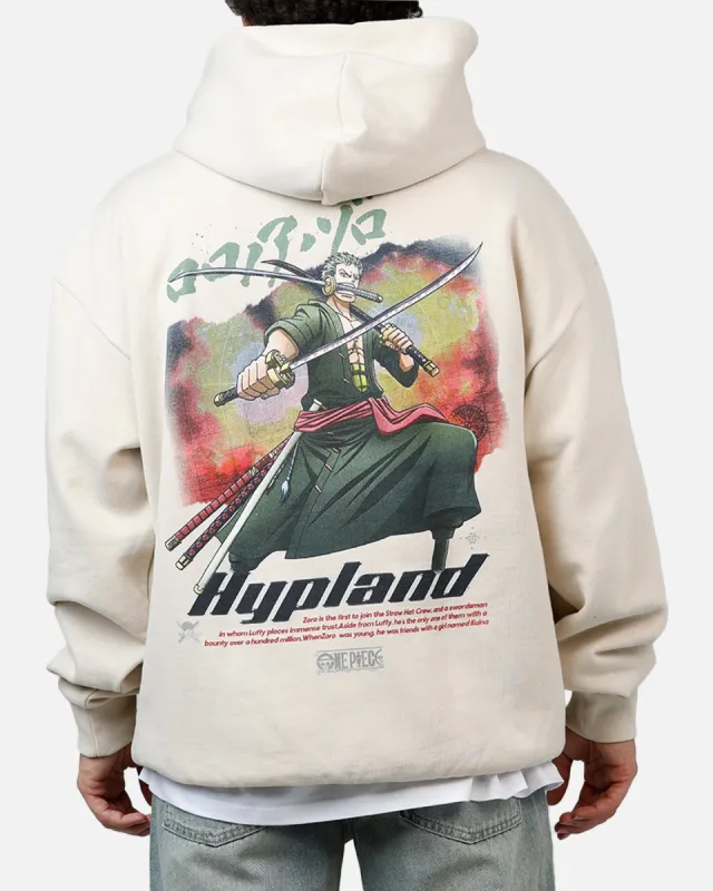 Hypland X One Piece Zoro Flame Hoodie Cream sold by Culture Kings
