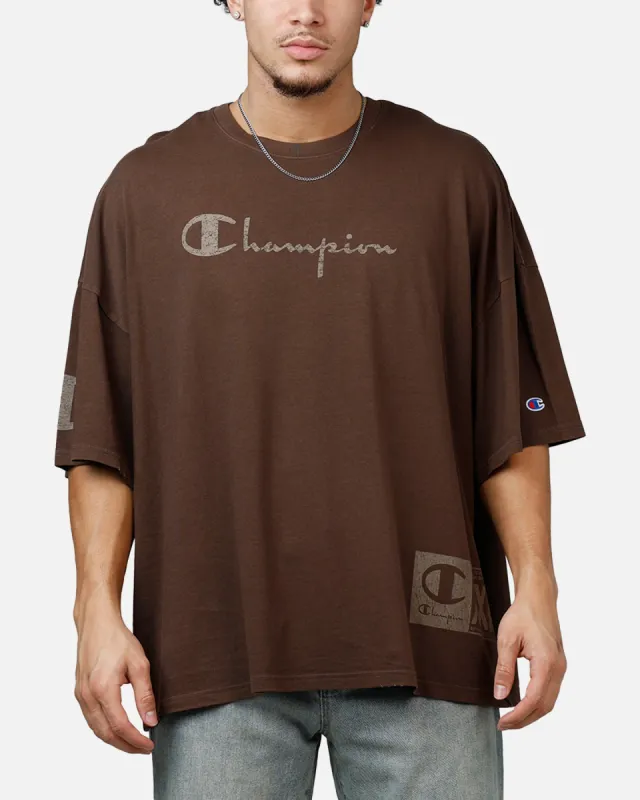 Champion Mega Jocktag Scrip T-Shirt Chocolate sold by Culture Kings