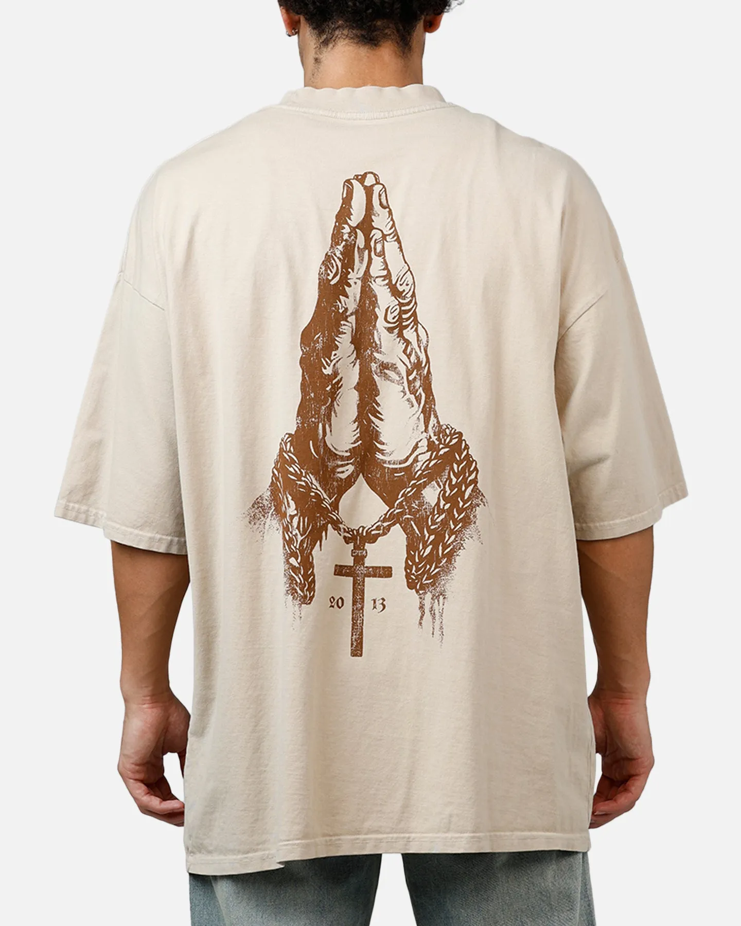 Saint Morta Pray For Me Mock Neck T-Shirt Stone sold by Culture Kings