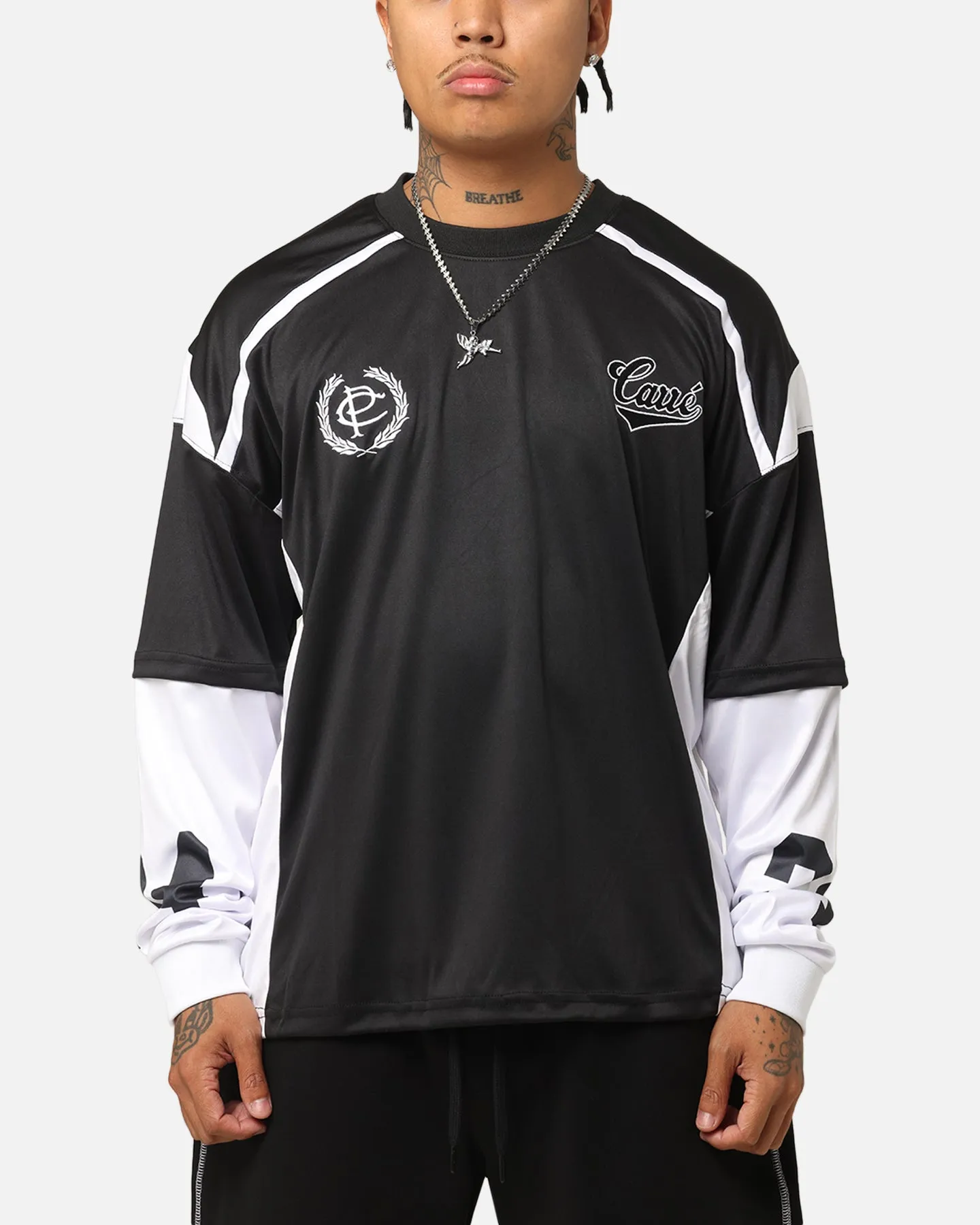 Carre Football Layered Long Sleeve T-Shirt Black/White sold by Culture Kings