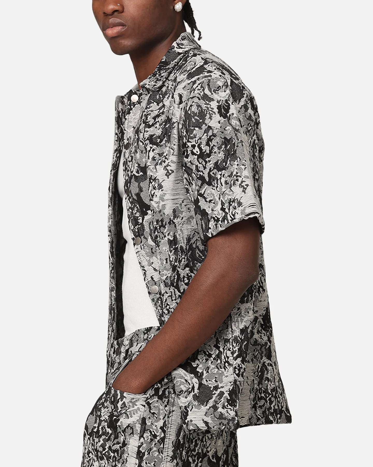 XXIII Denim Jacquard Button Up Shirt Black Denim sold by Culture Kings product image thumbnail 5