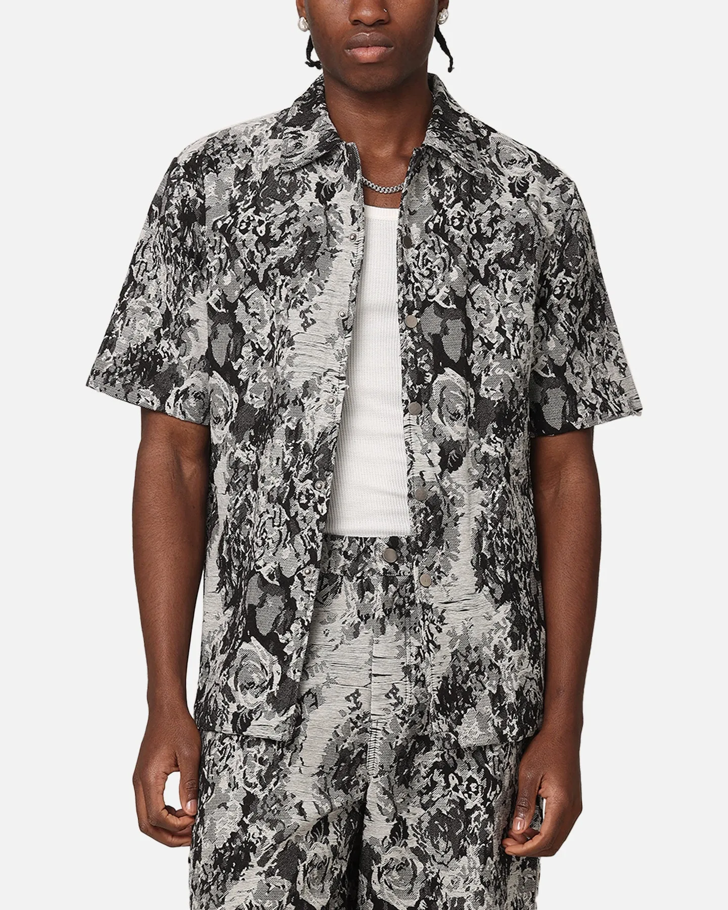 XXIII Denim Jacquard Button Up Shirt Black Denim sold by Culture Kings