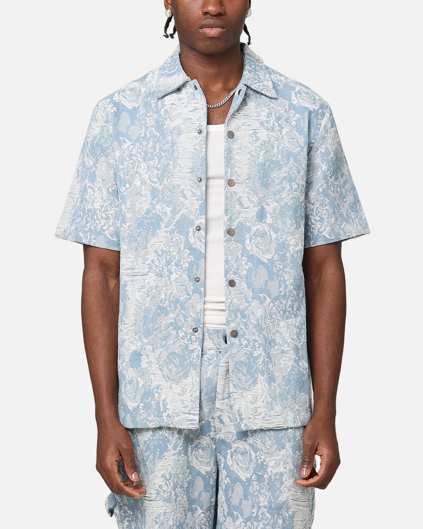 XXIII Denim Jacquard Button Up Shirt Pacific Blue sold by Culture Kings