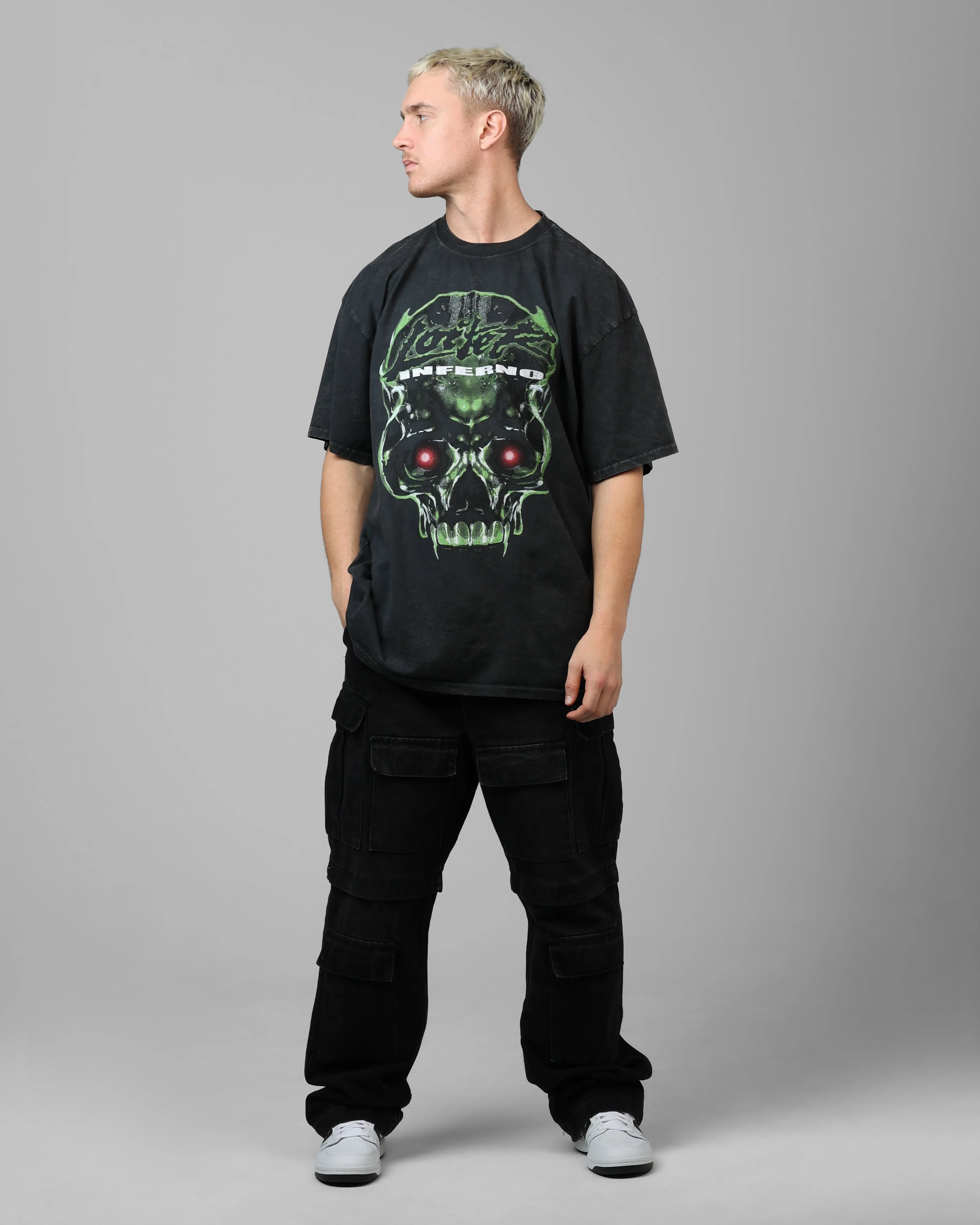 Loiter Inferno Drop T-Shirt Black Acidwash sold by Culture Kings product image thumbnail 3