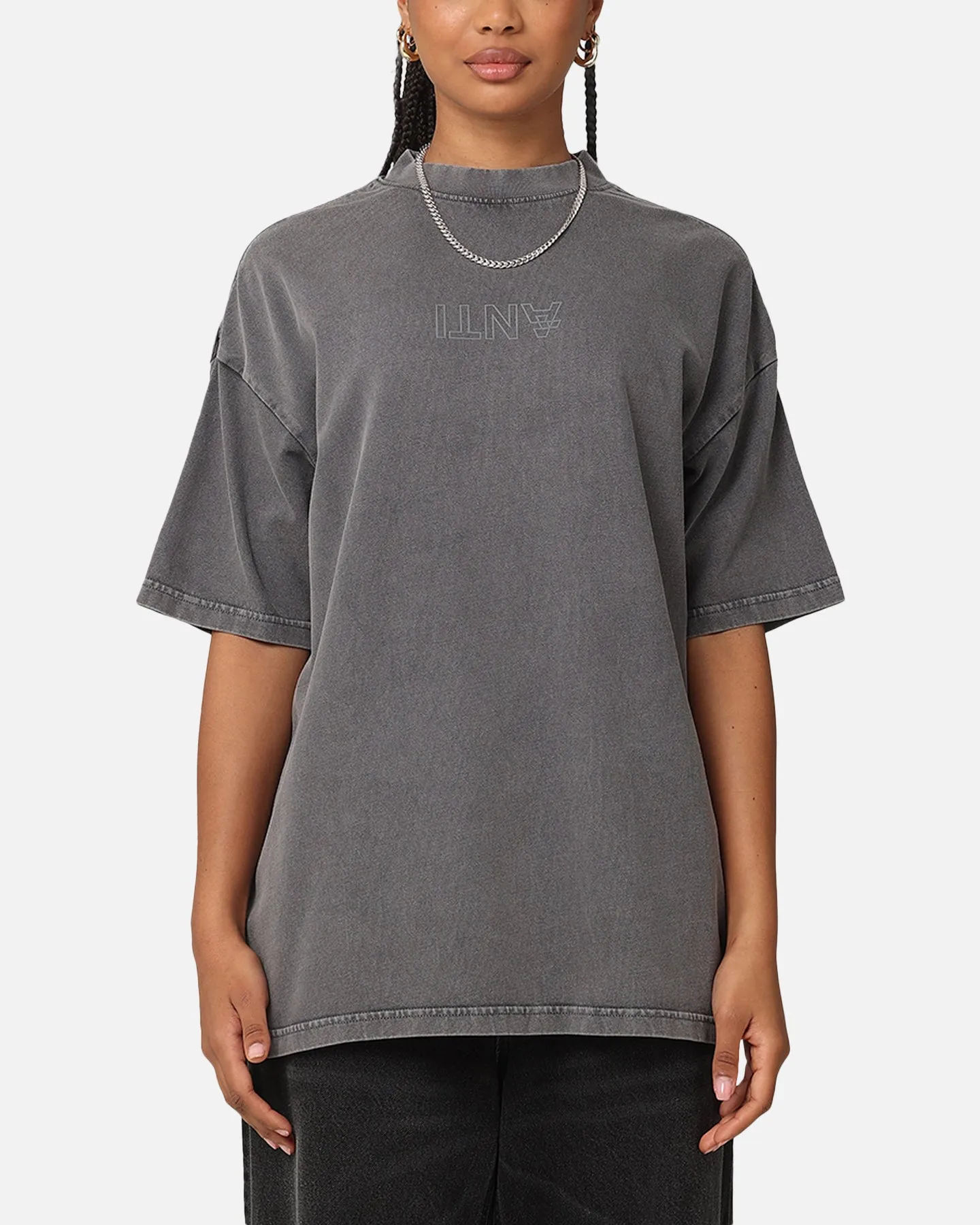 The Anti Order Anti XY Mock Neck T-Shirt Washed Charcoal sold by Culture Kings