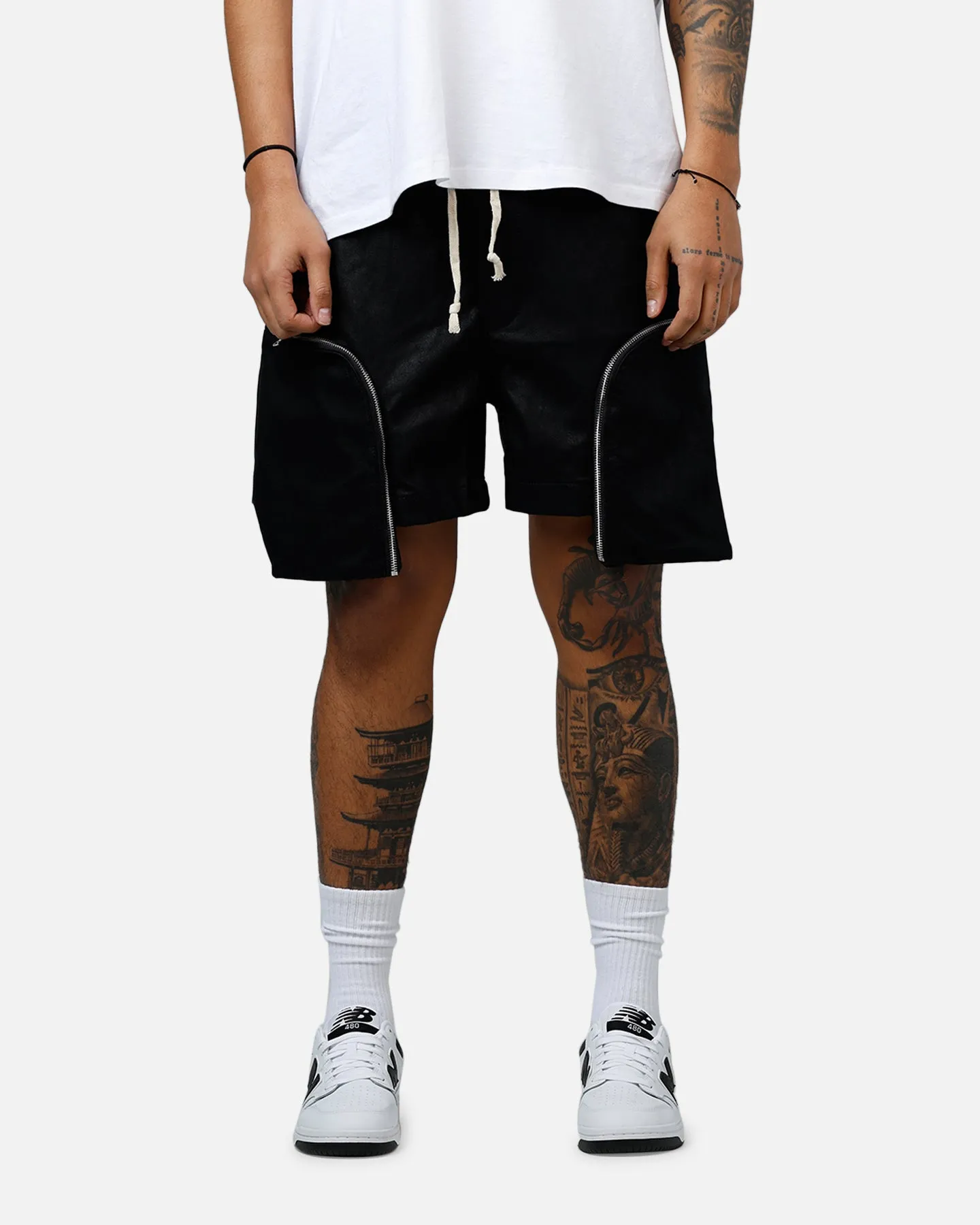 MNML Leather Pocket Geo Shorts Black sold by Culture Kings