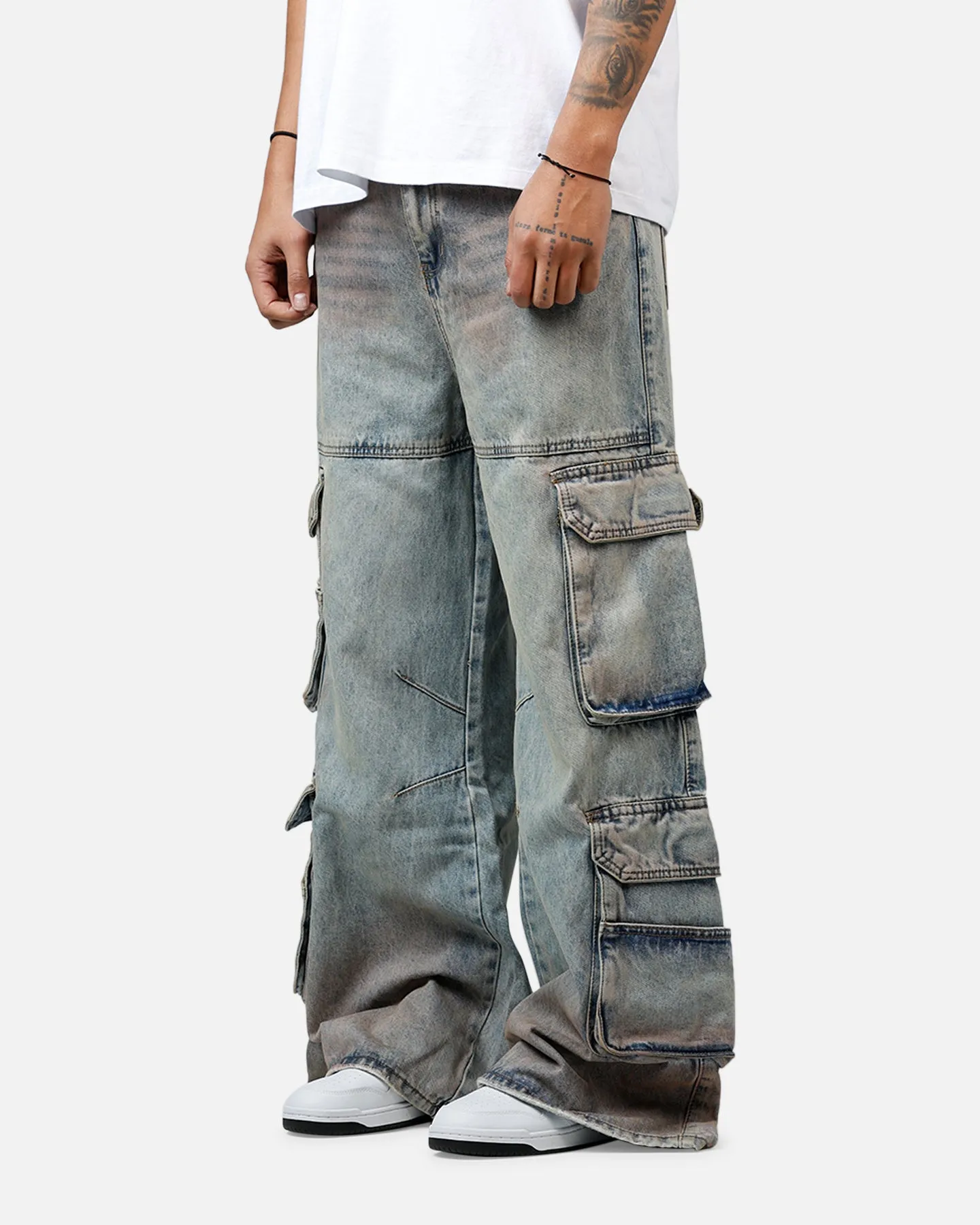 MNML Dune Double Cargo Denim Pants Blue/Red sold by Culture Kings product image thumbnail 4