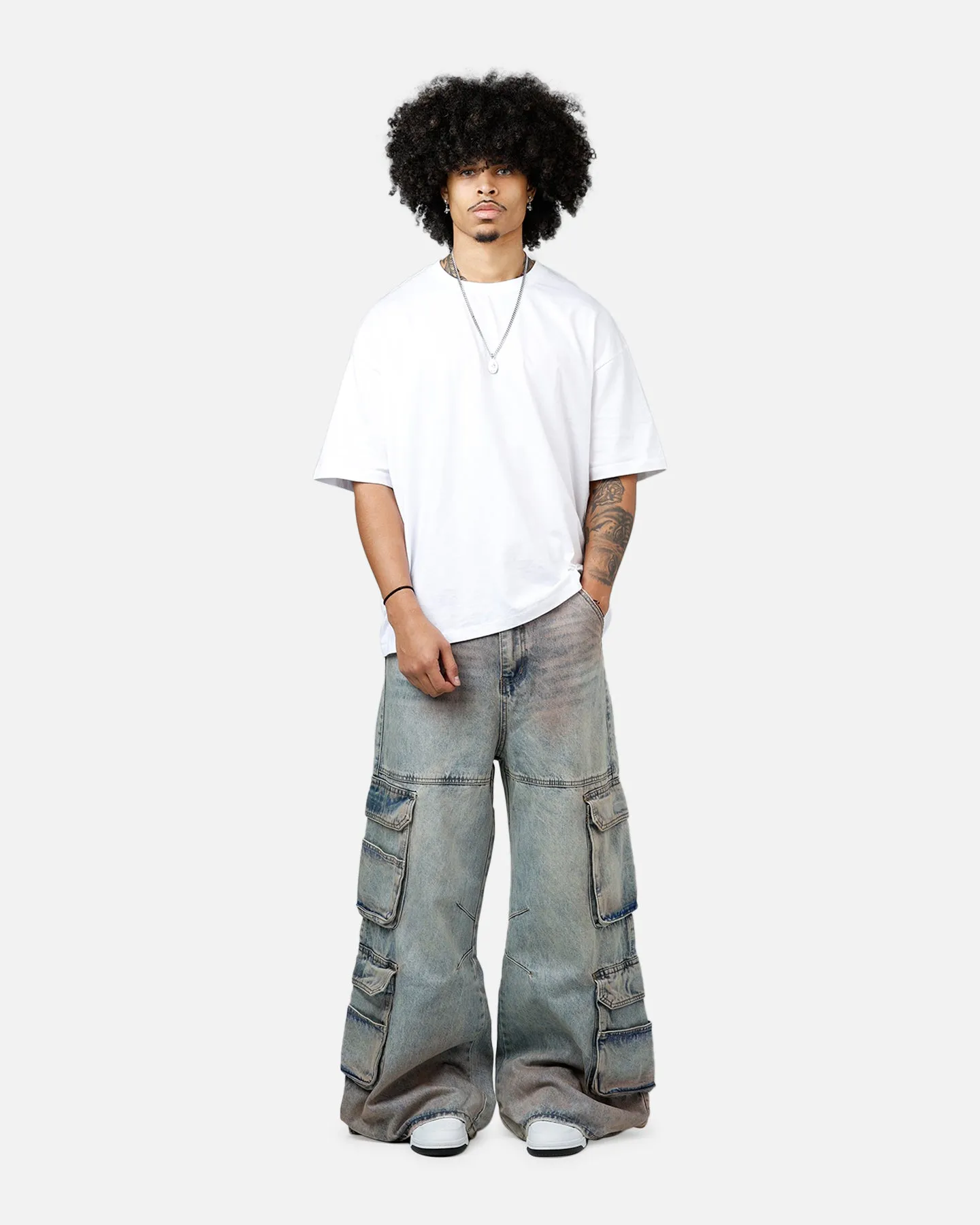 MNML Dune Double Cargo Denim Pants Blue/Red sold by Culture Kings product image thumbnail 2