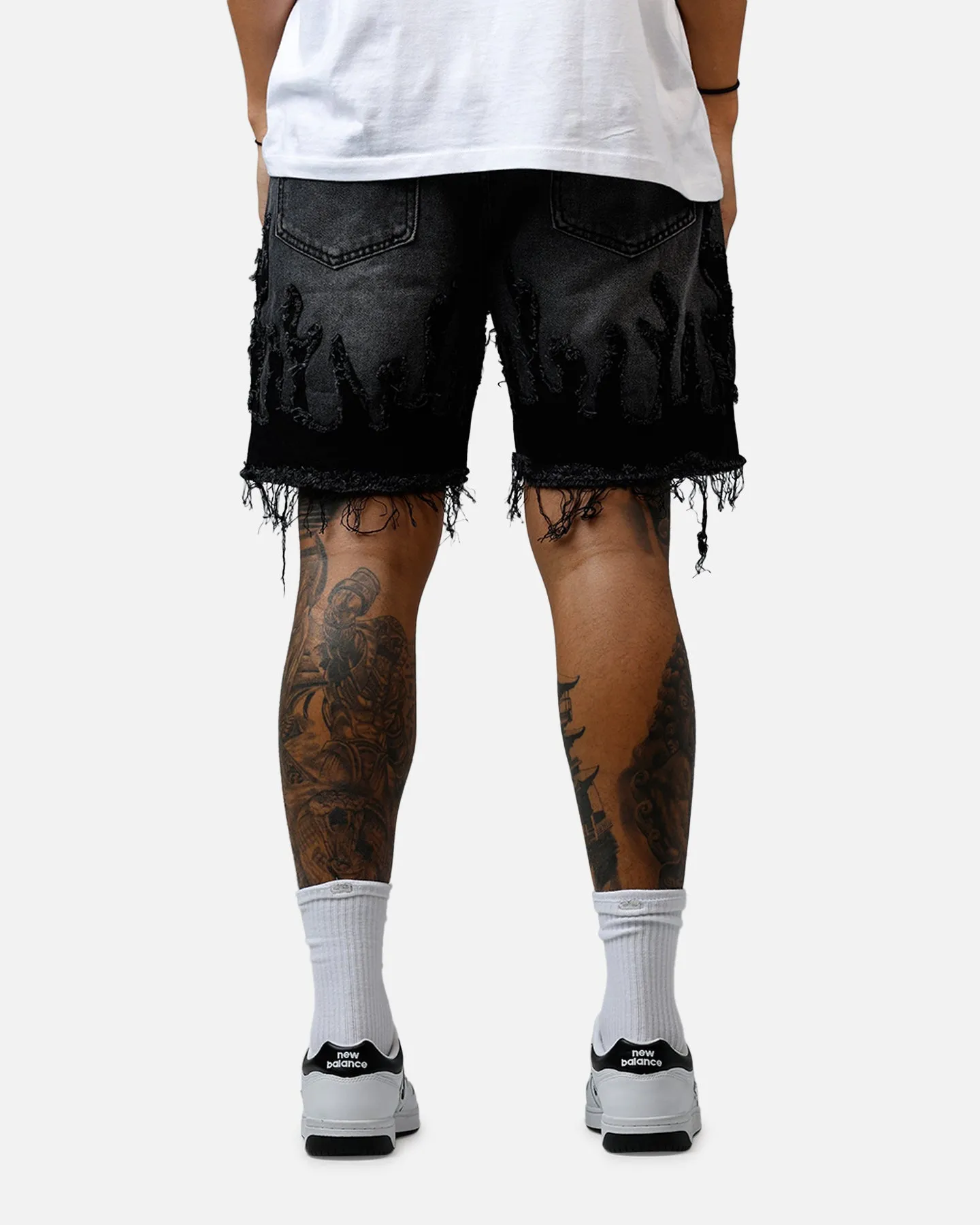 MNML Flame Denim Shorts Washed Black sold by Culture Kings product image thumbnail 5
