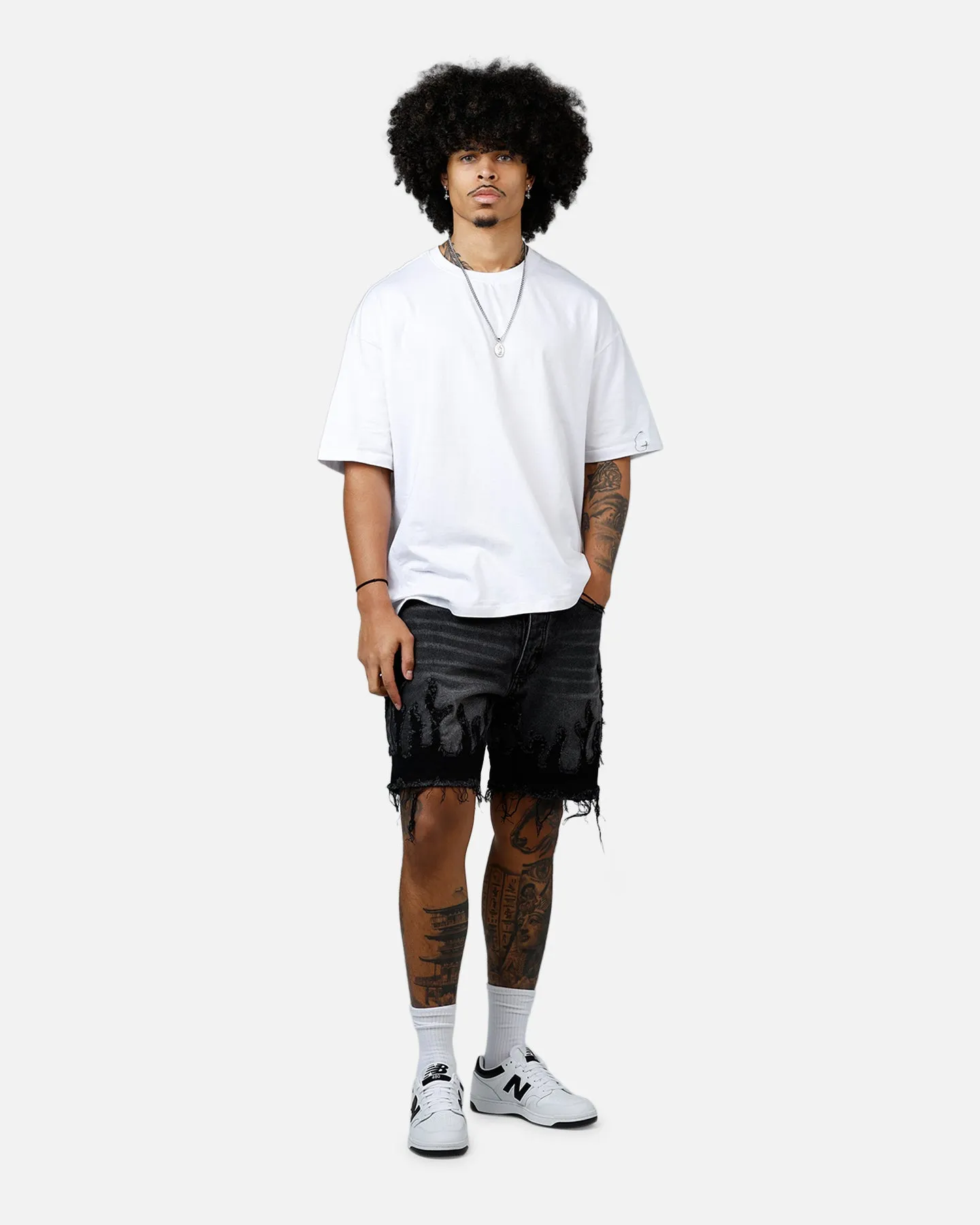 MNML Flame Denim Shorts Washed Black sold by Culture Kings product image thumbnail 2