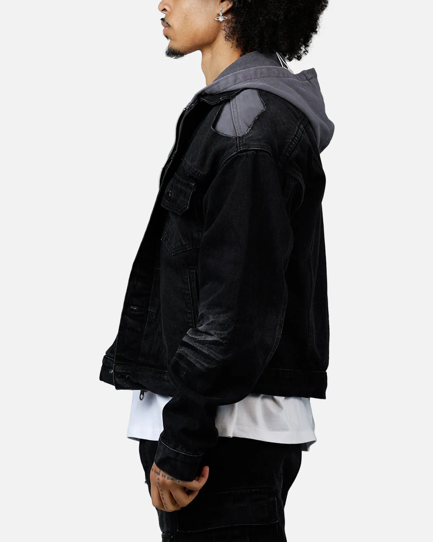 MNML Denim Dissolved Trucker Jacket Black/Grey sold by Culture Kings product image thumbnail 5