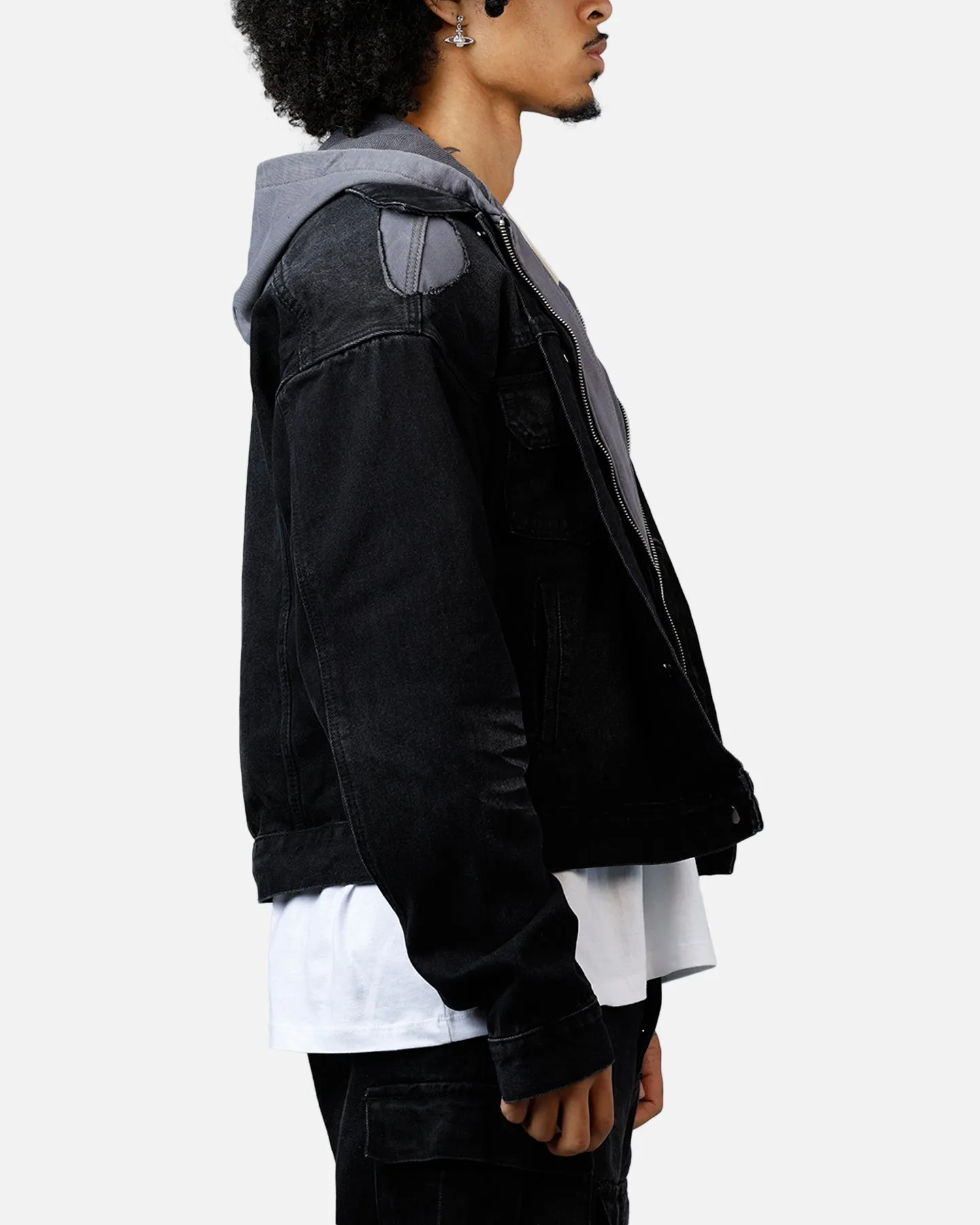 MNML Denim Dissolved Trucker Jacket Black/Grey sold by Culture Kings product image thumbnail 4