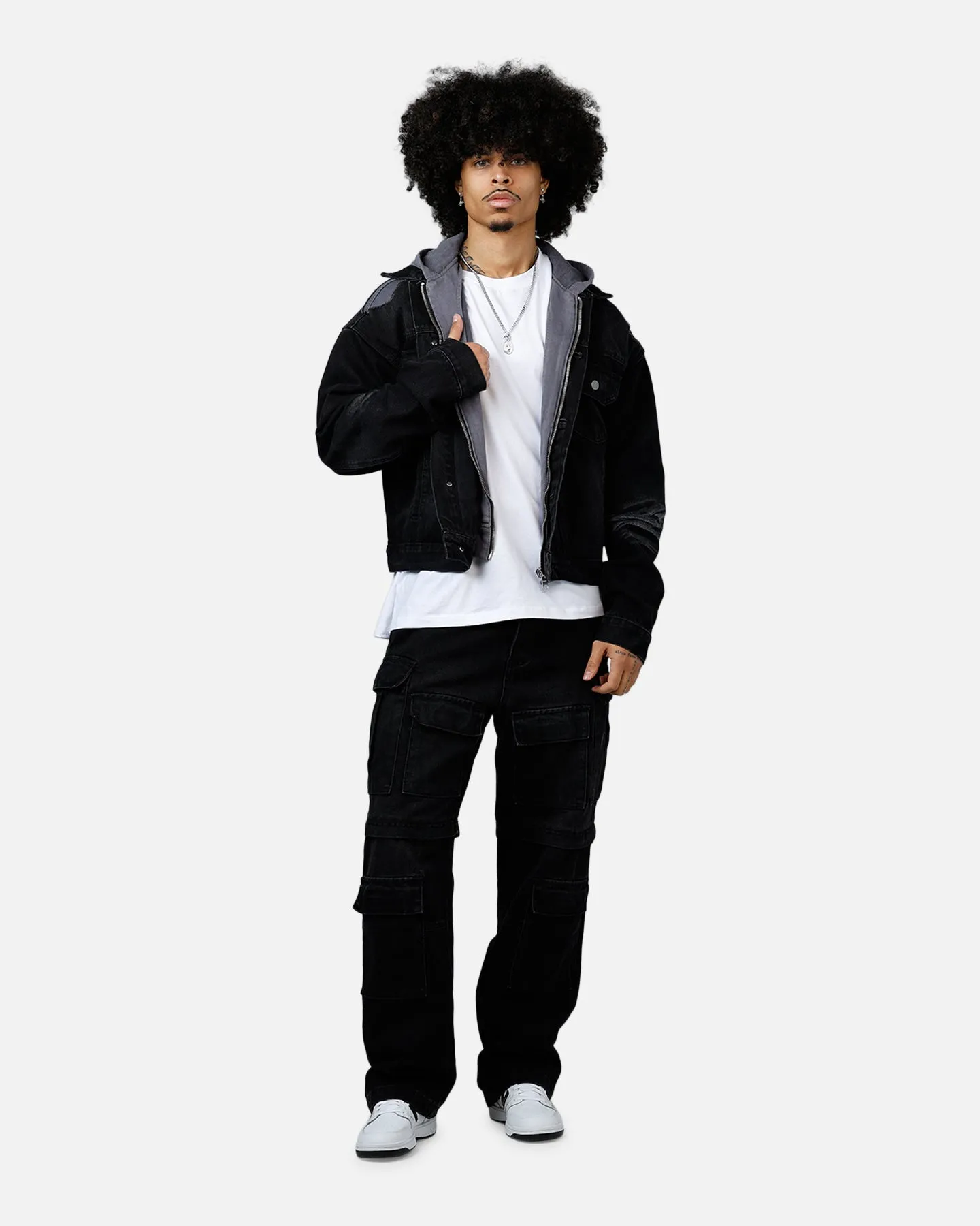 MNML Denim Dissolved Trucker Jacket Black/Grey sold by Culture Kings product image thumbnail 3
