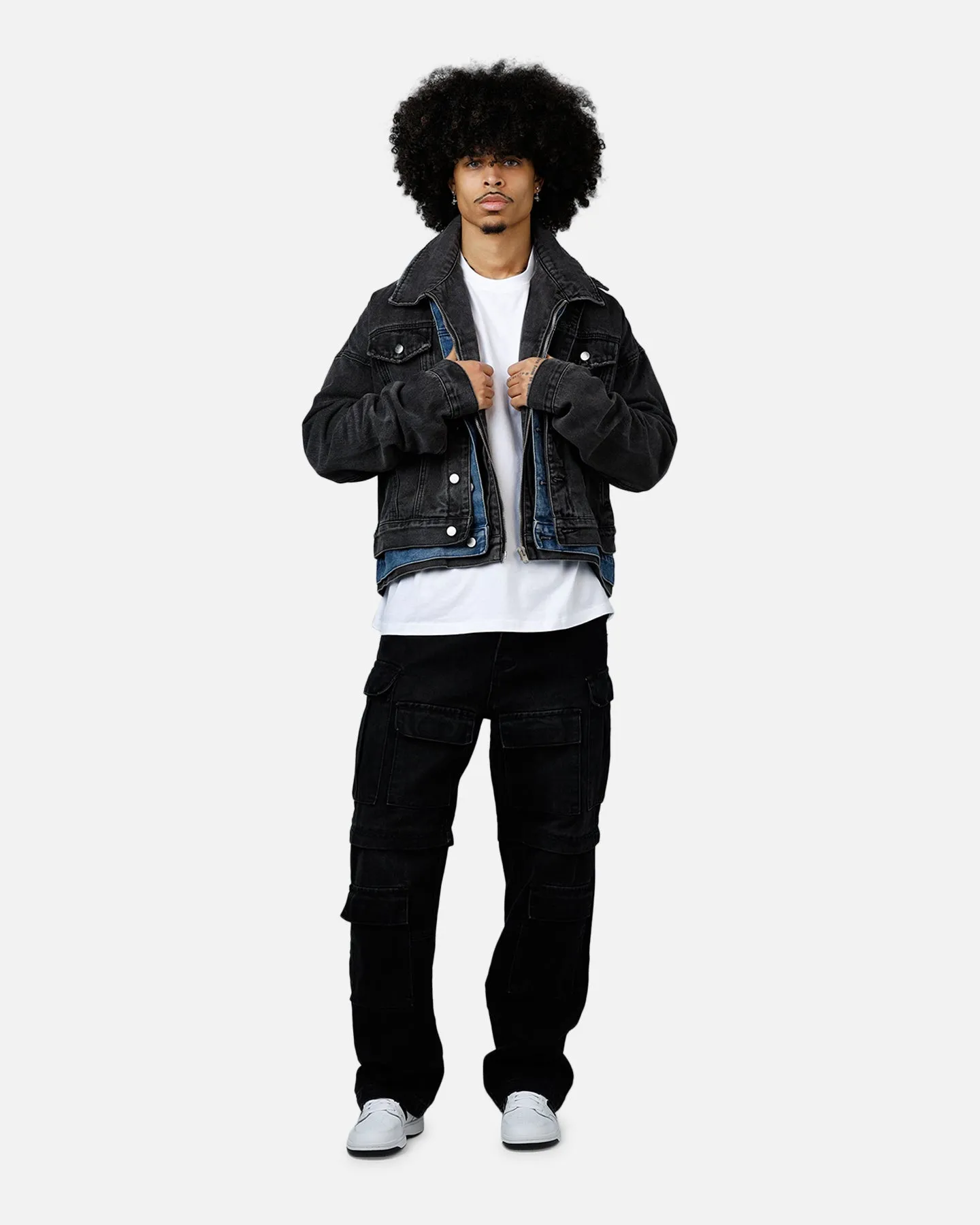 MNML Triple Threat Trucker Jacket Black/Blue sold by Culture Kings product image thumbnail 3