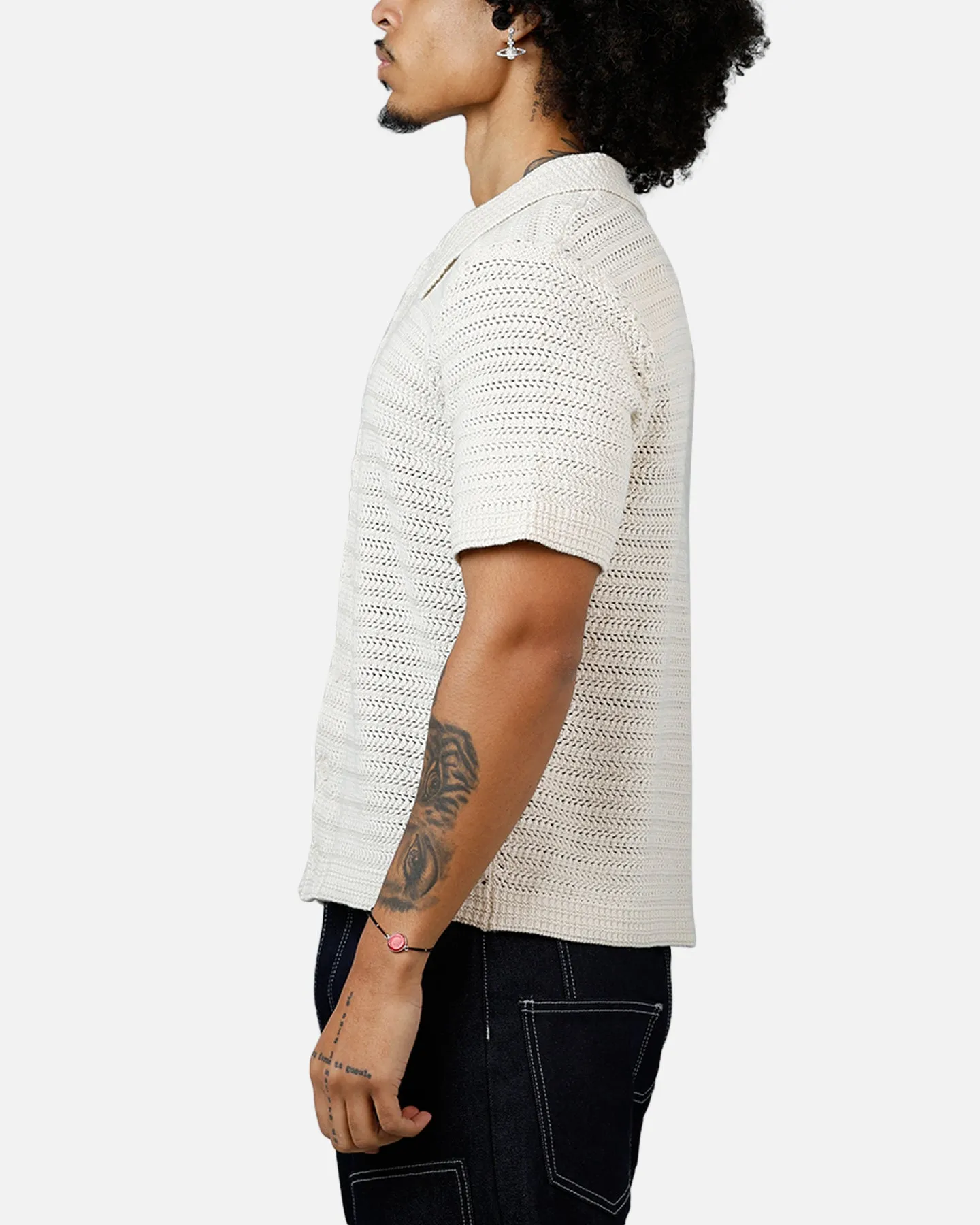 MNML Crochet Button Up Shirt Cream sold by Culture Kings product image thumbnail 5