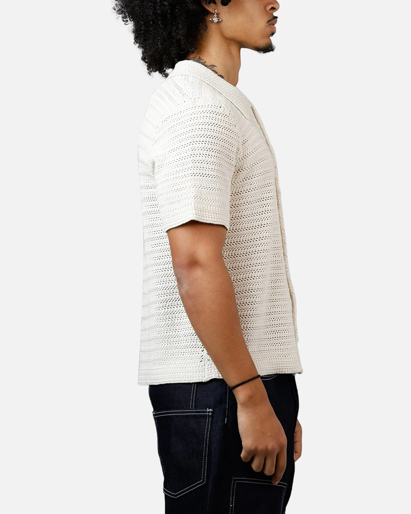 MNML Crochet Button Up Shirt Cream sold by Culture Kings product image thumbnail 4