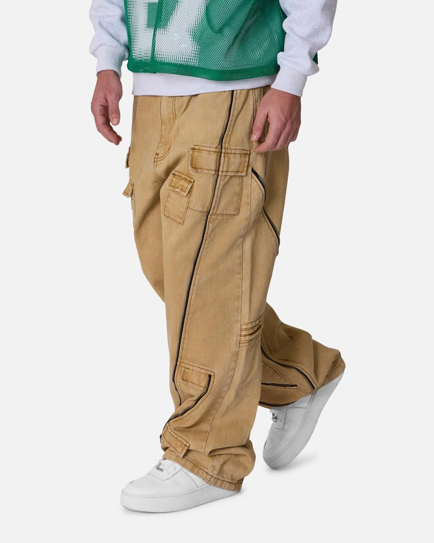 MNML Ultra Baggy Grid Lock Denim Pants Brown sold by Culture Kings product image thumbnail 5