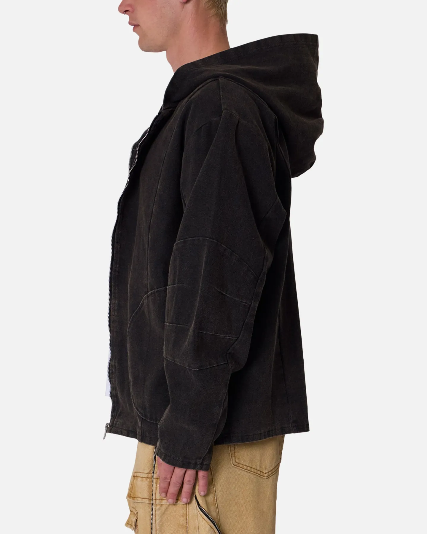 MNML Seamed Zip Up Hoodie Washed Black sold by Culture Kings product image thumbnail 3