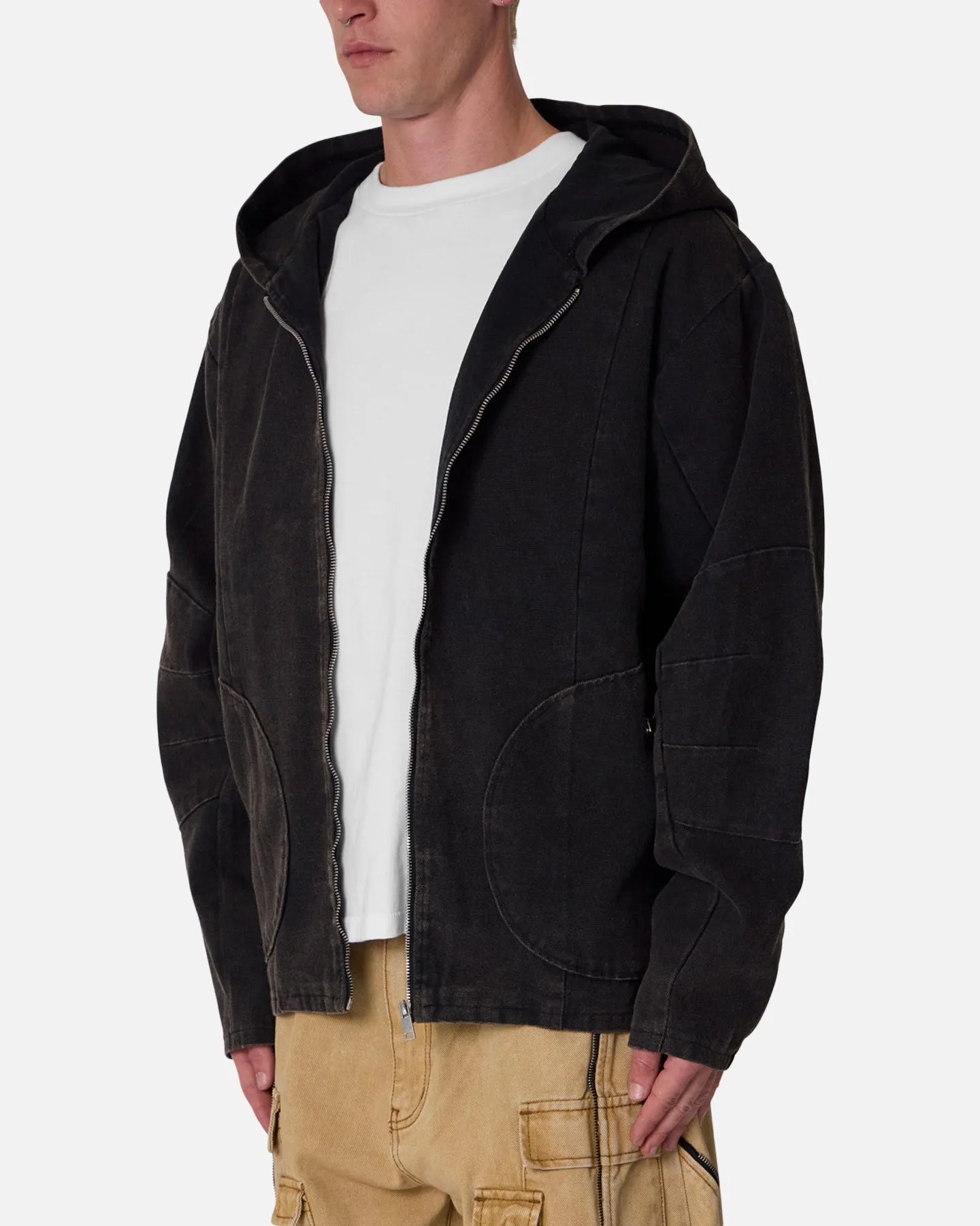 MNML Seamed Zip Up Hoodie Washed Black sold by Culture Kings product image thumbnail 2
