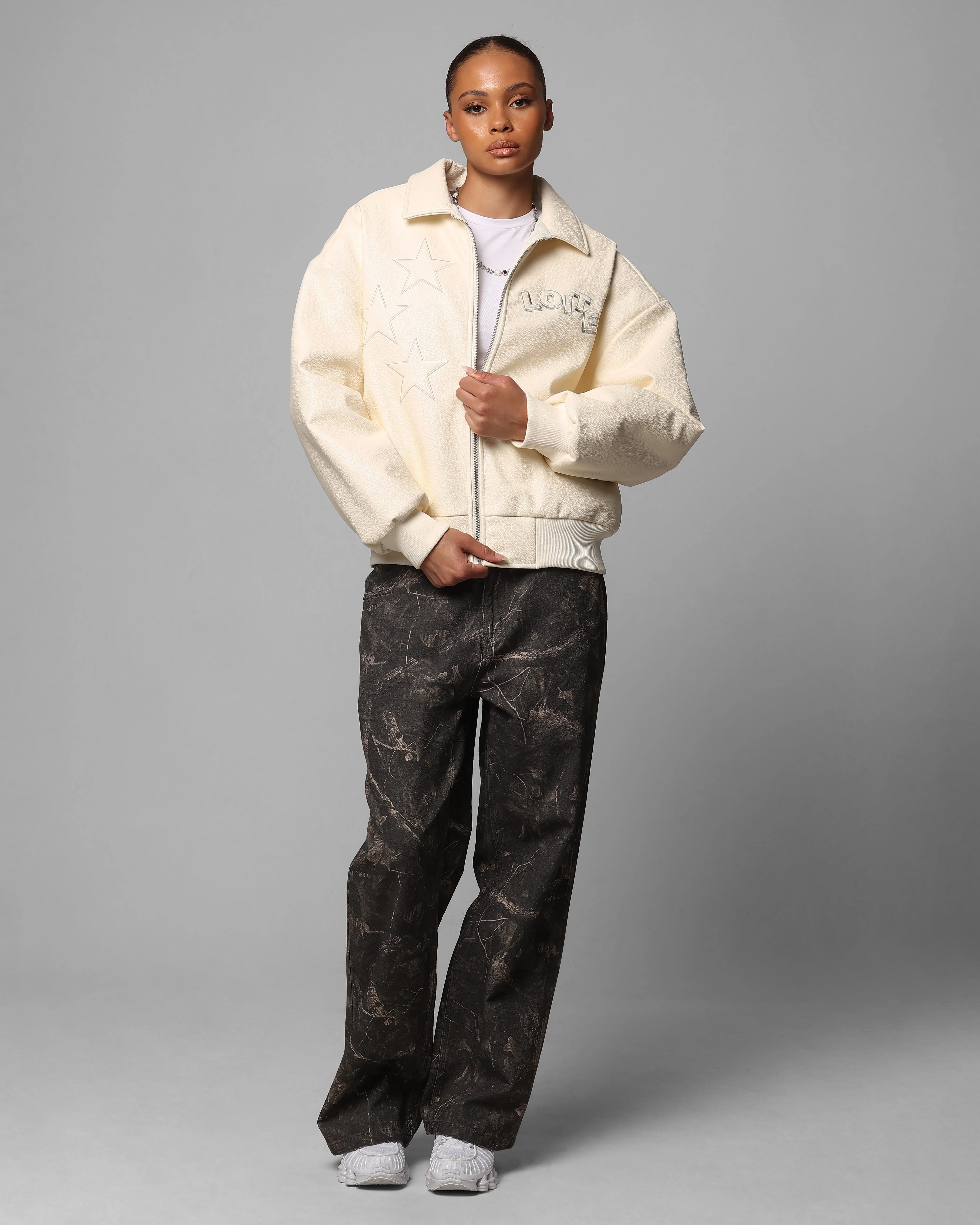 Loiter Solar Vegan Leather Varsity Jacket Beige sold by Culture Kings product image thumbnail 4