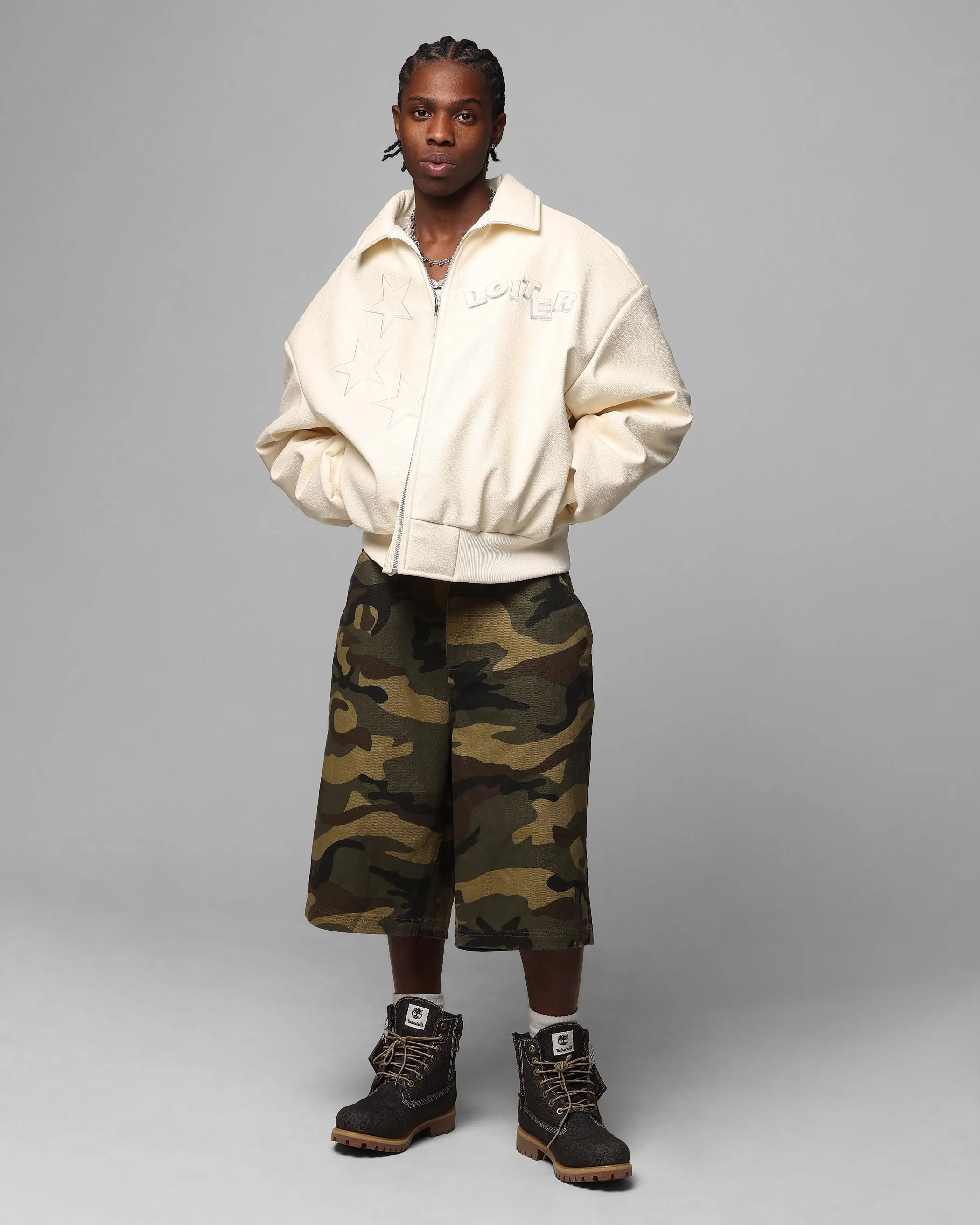 Loiter Solar Vegan Leather Varsity Jacket Beige sold by Culture Kings product image thumbnail 3