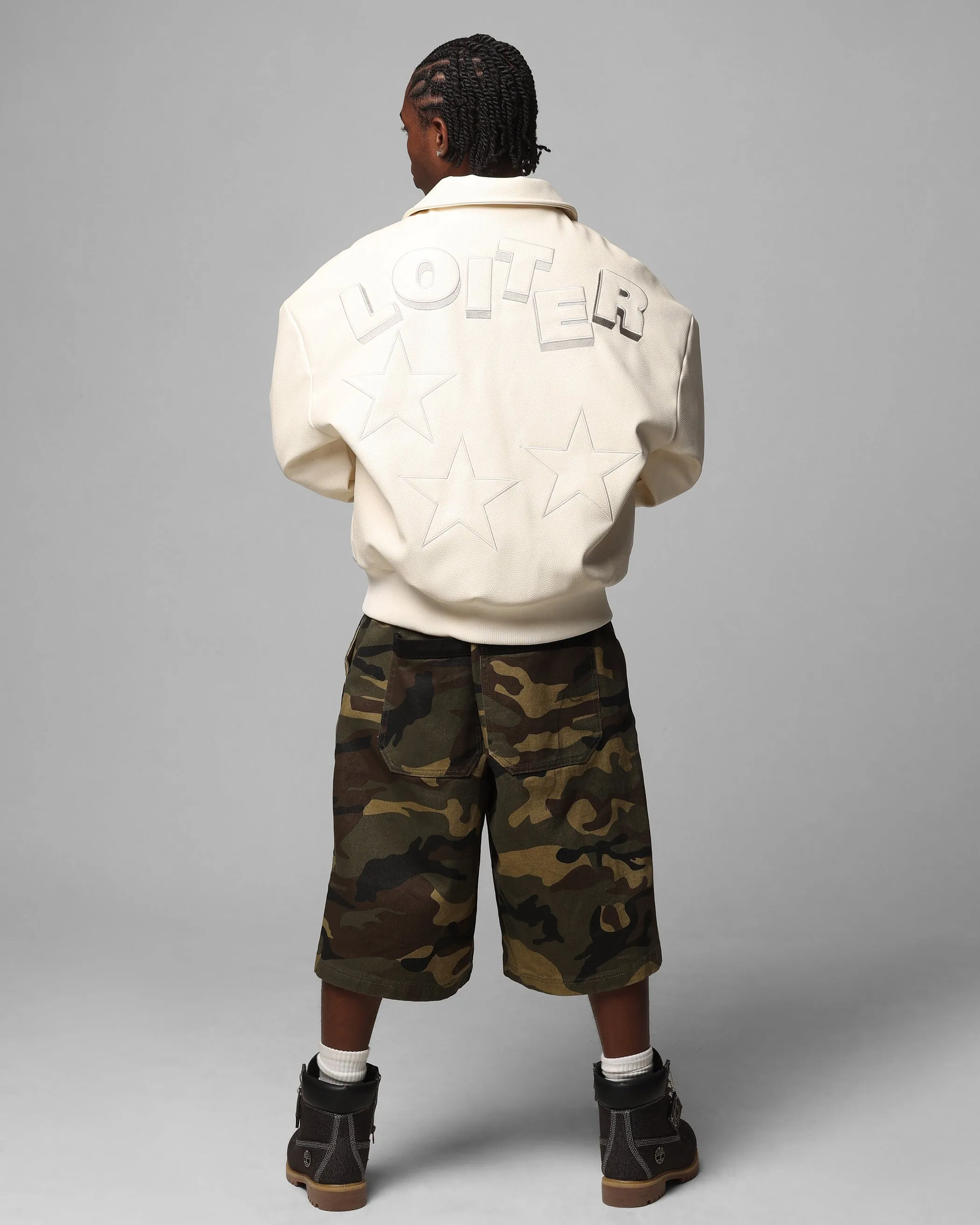 Loiter Solar Vegan Leather Varsity Jacket Beige sold by Culture Kings product image thumbnail 4