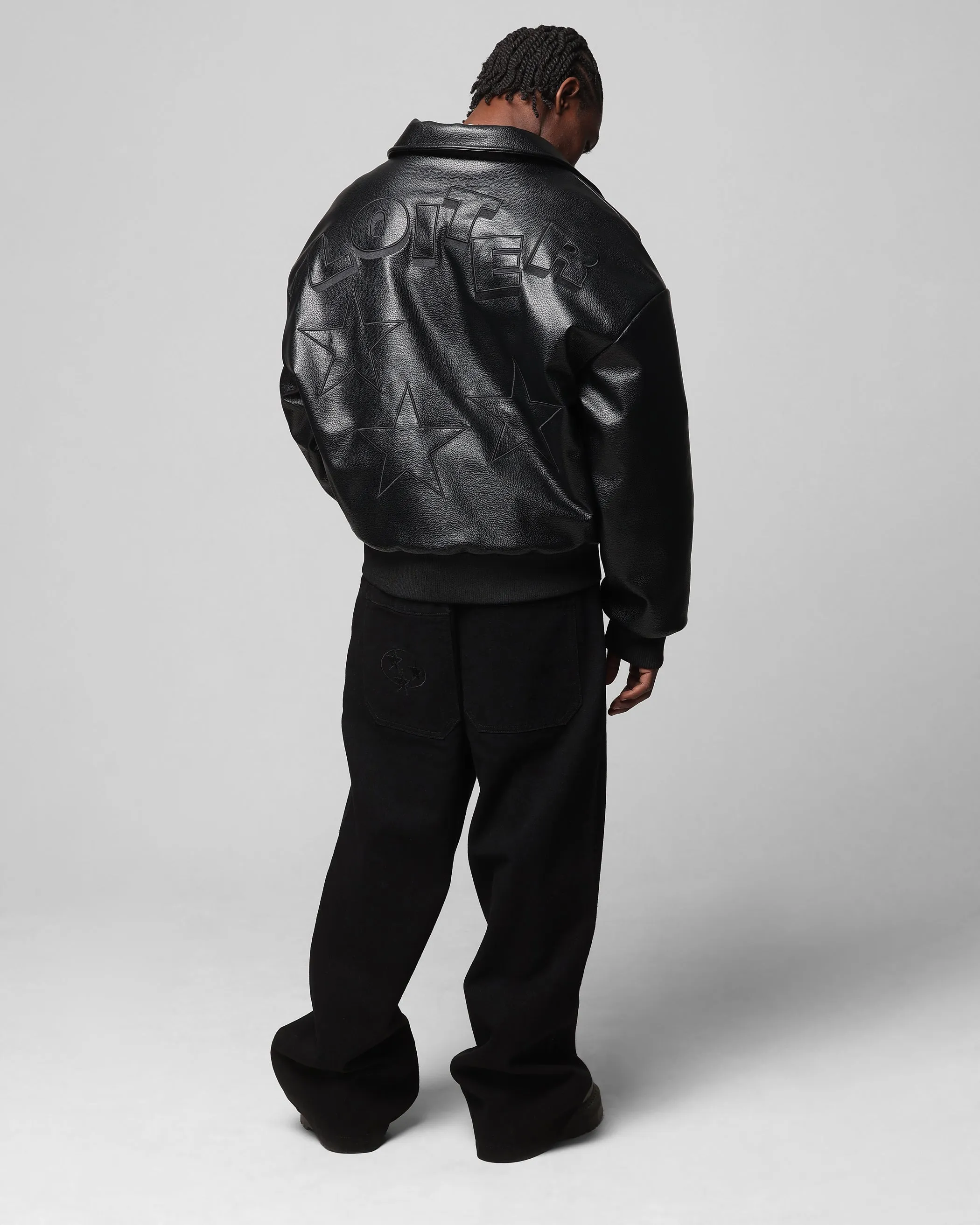 Loiter Solar Vegan Leather Varsity Jacket Black sold by Culture Kings product image thumbnail 4