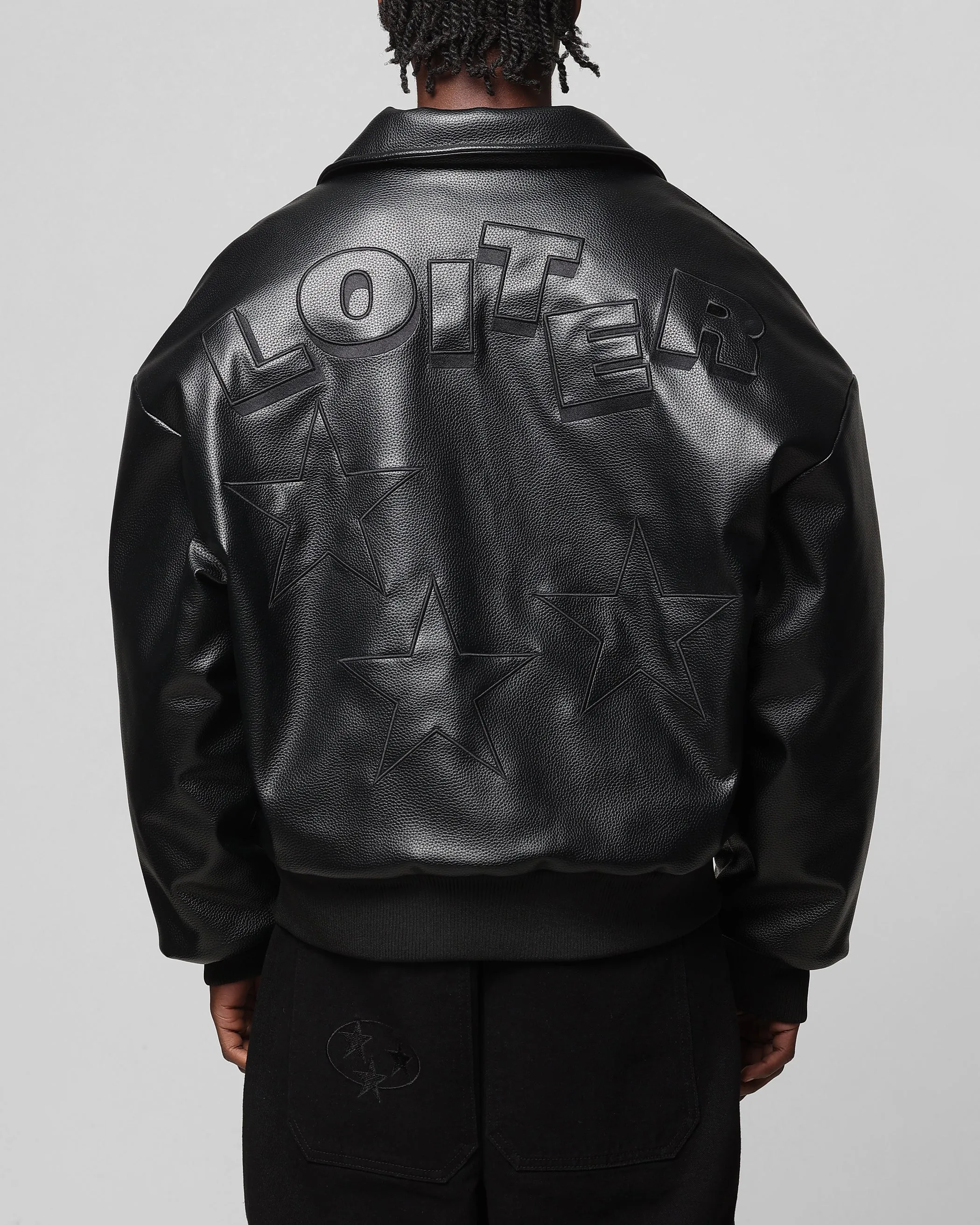 Loiter Solar Vegan Leather Varsity Jacket Black sold by Culture Kings product image thumbnail 2