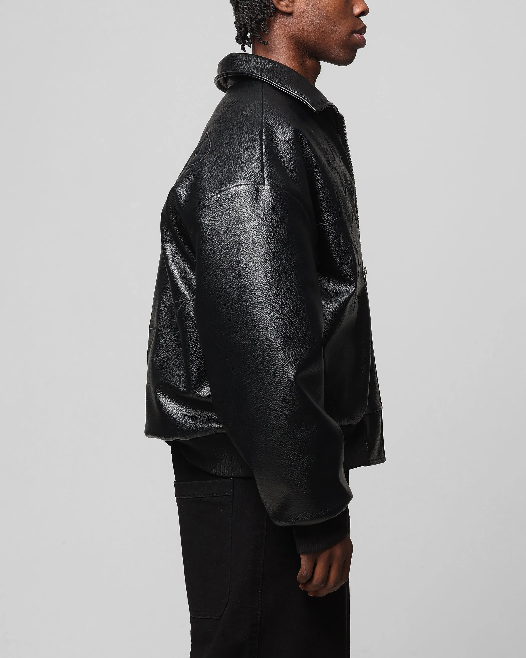 Loiter Solar Vegan Leather Varsity Jacket Black sold by Culture Kings product image thumbnail 5