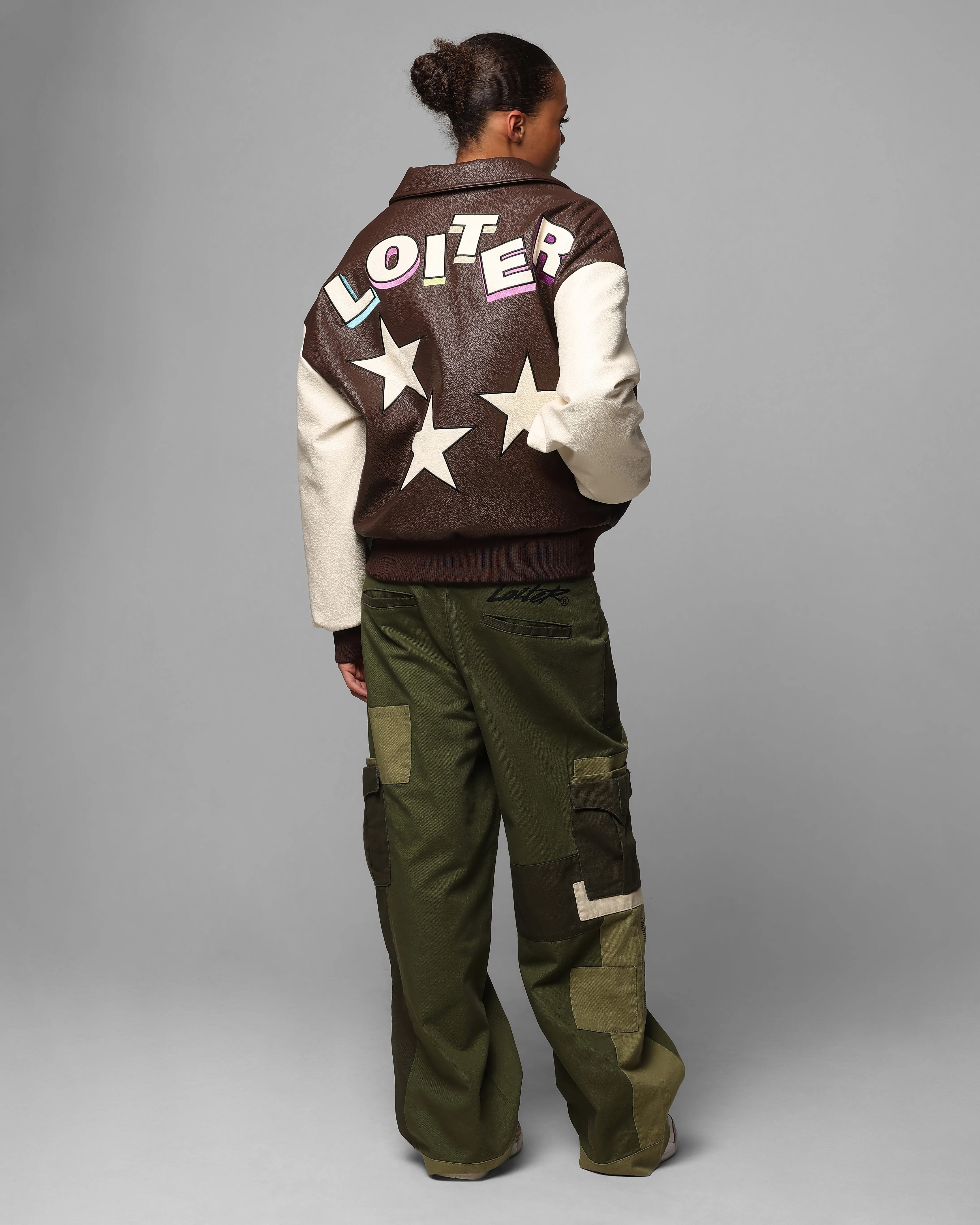 Loiter Solar Vegan Leather Varsity Jacket Brown/Beige sold by Culture Kings product image thumbnail 4