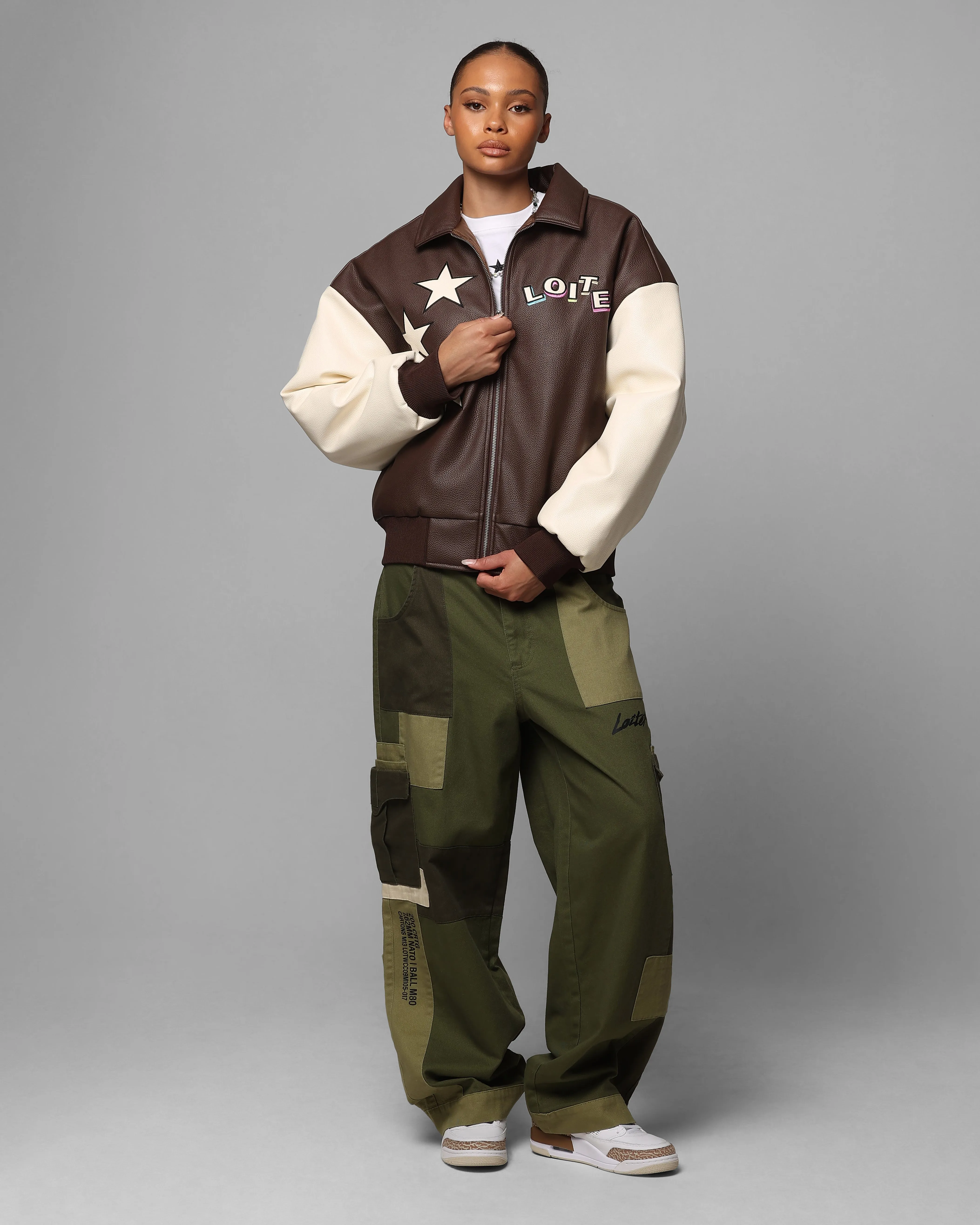 Loiter Solar Vegan Leather Varsity Jacket Brown/Beige sold by Culture Kings product image thumbnail 3