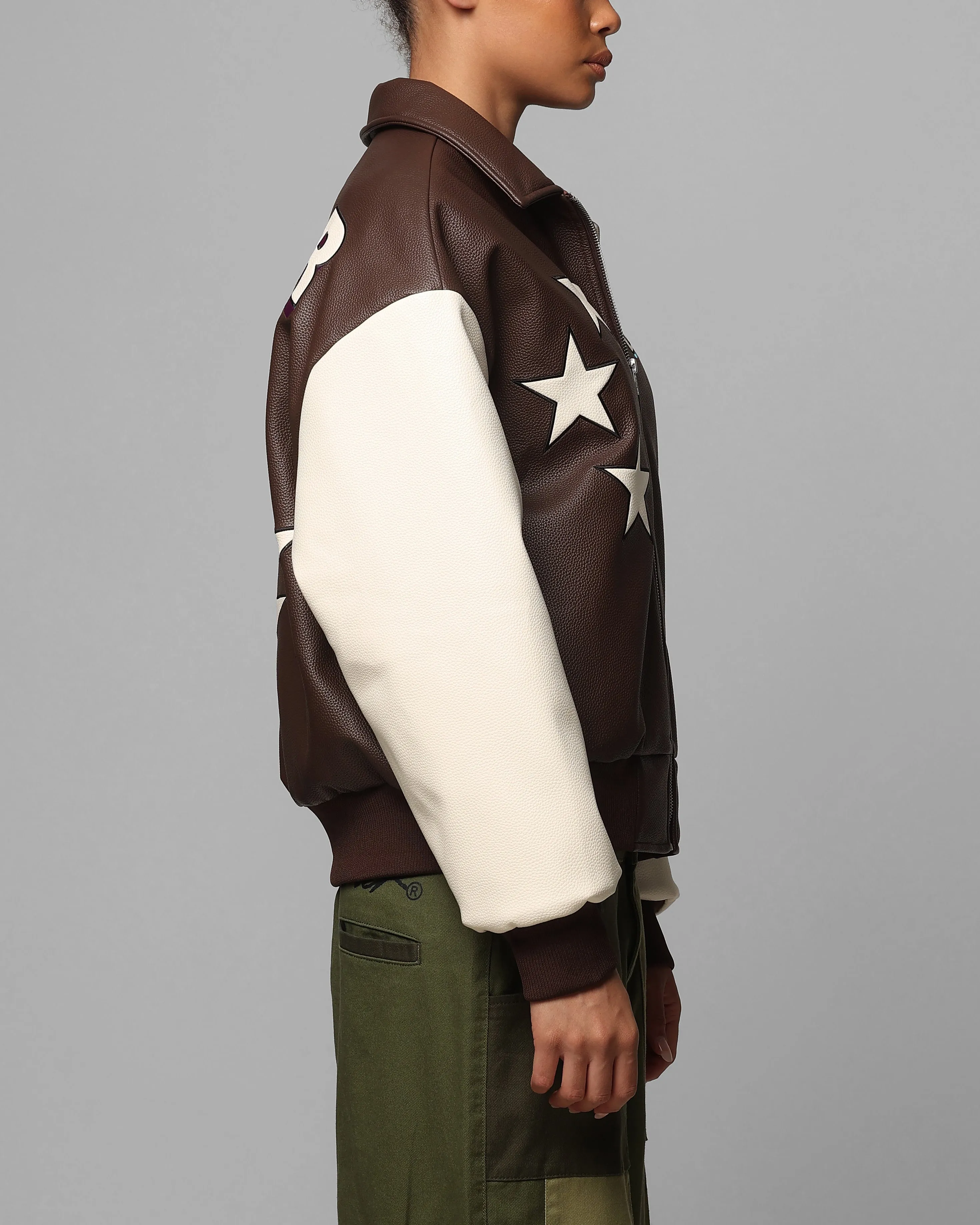 Loiter Solar Vegan Leather Varsity Jacket Brown/Beige sold by Culture Kings product image thumbnail 5