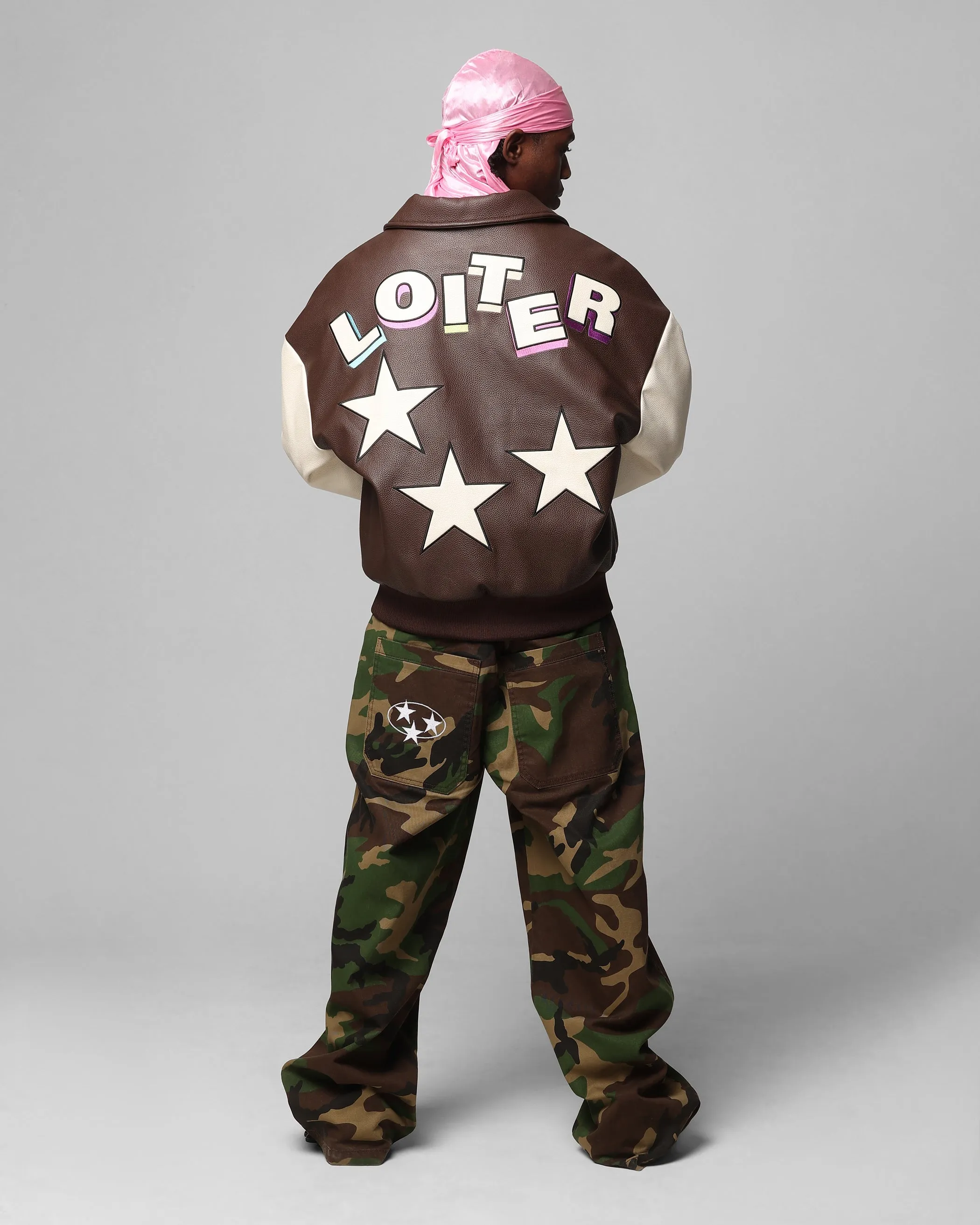 Loiter Solar Vegan Leather Varsity Jacket Brown/Beige sold by Culture Kings product image thumbnail 4