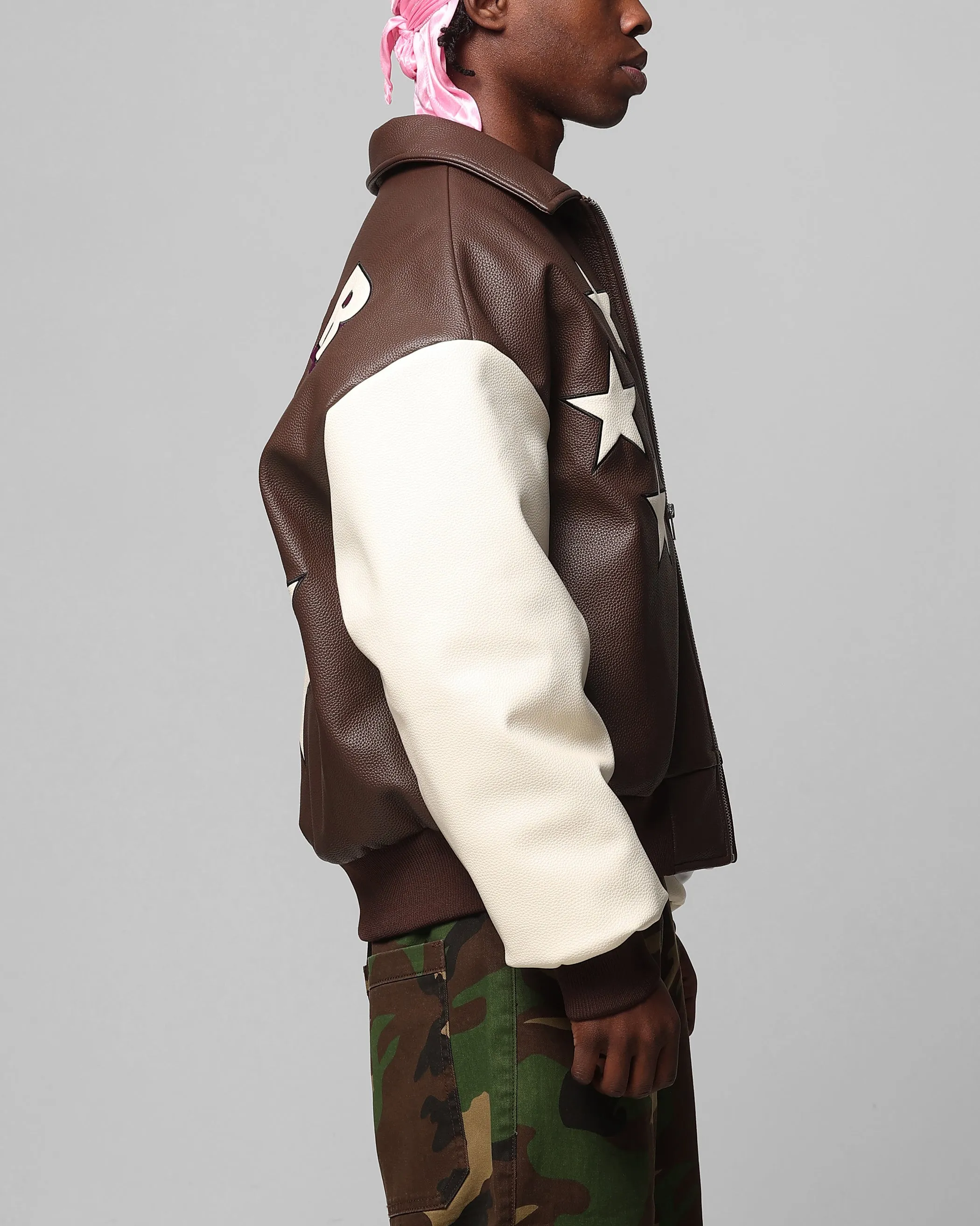 Loiter Solar Vegan Leather Varsity Jacket Brown/Beige sold by Culture Kings product image thumbnail 5