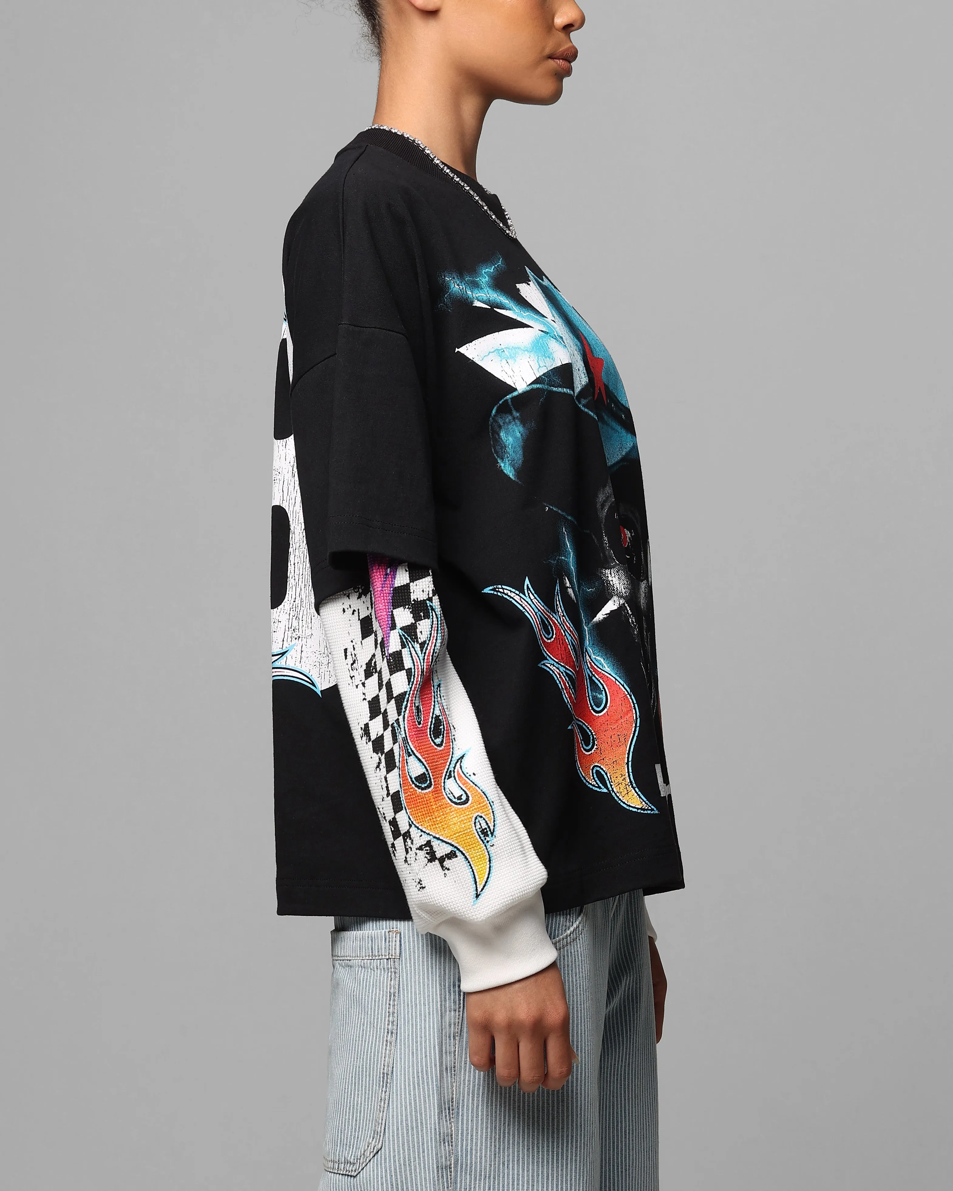 Loiter Daytona Layered Long Sleeve T-Shirt Black/White sold by Culture Kings product image thumbnail 5