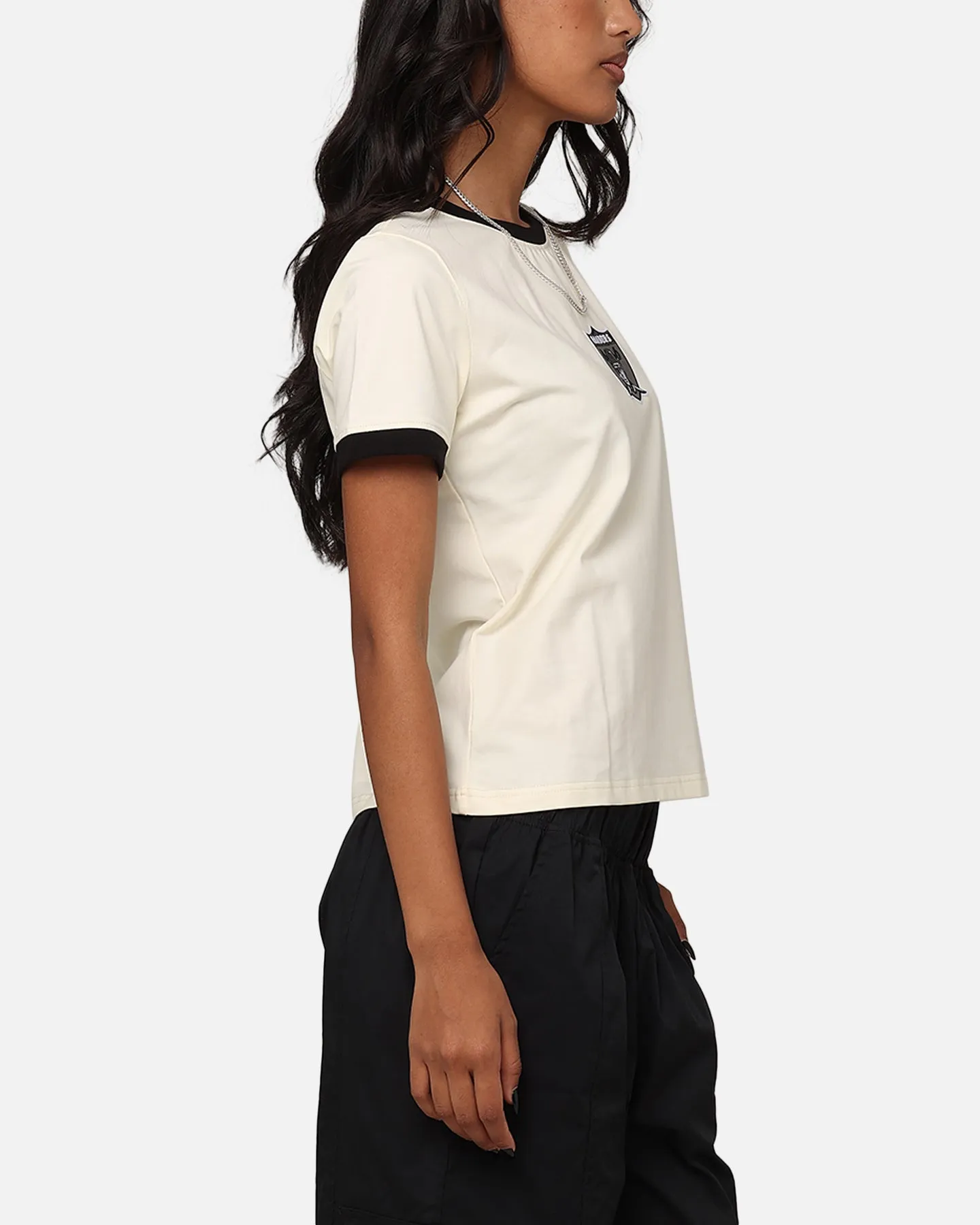 Pro Standard Women's Las Vegas Raiders SJ Ringer T-Shirt Eggshell/Black sold by Culture Kings product image thumbnail 5
