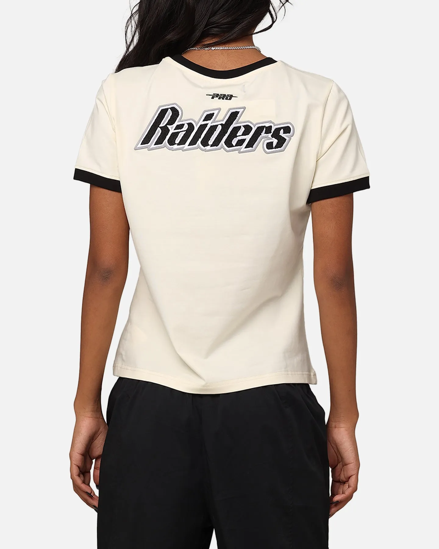 Pro Standard Women's Las Vegas Raiders SJ Ringer T-Shirt Eggshell/Black sold by Culture Kings product image thumbnail 2