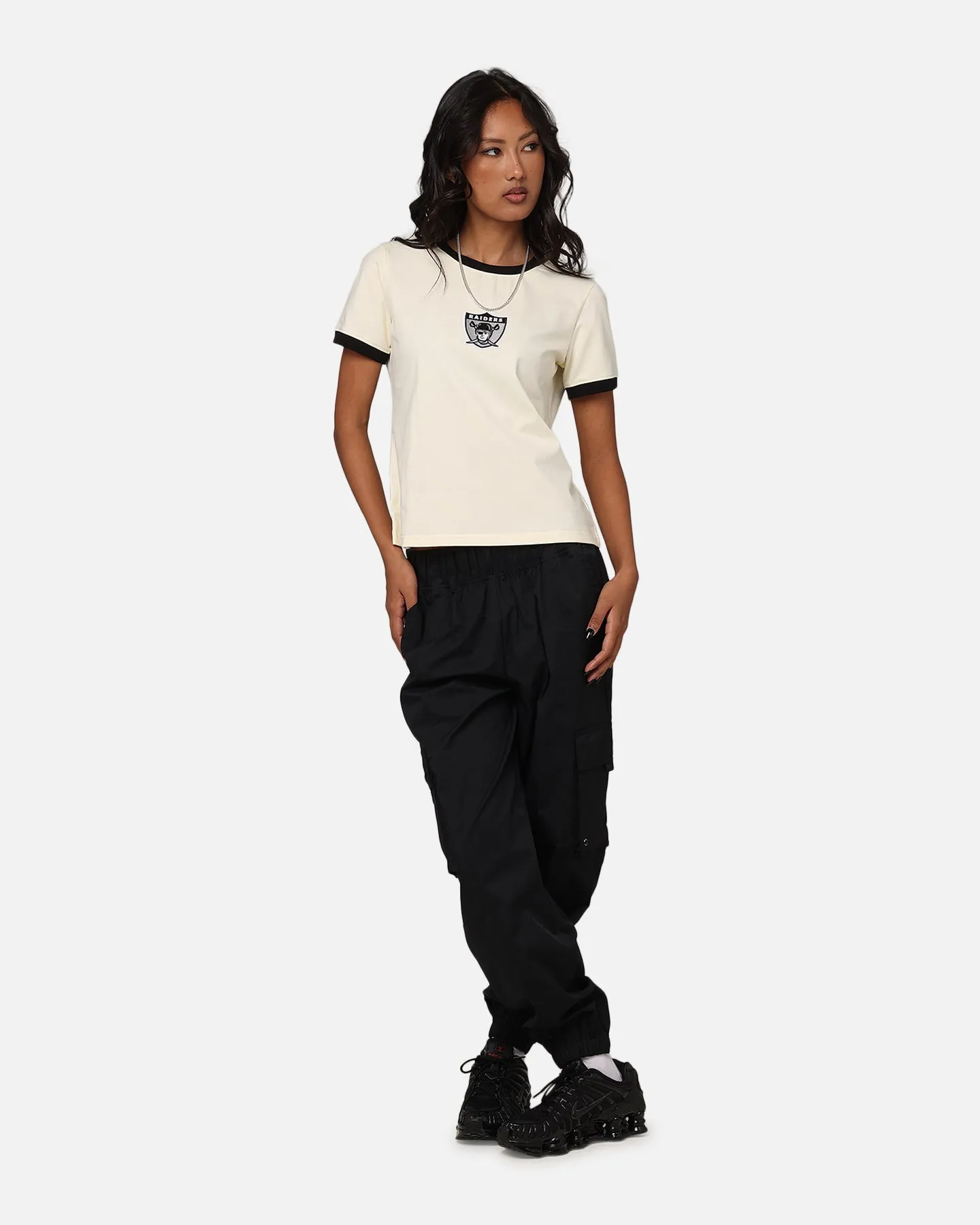 Pro Standard Women's Las Vegas Raiders SJ Ringer T-Shirt Eggshell/Black sold by Culture Kings product image thumbnail 3