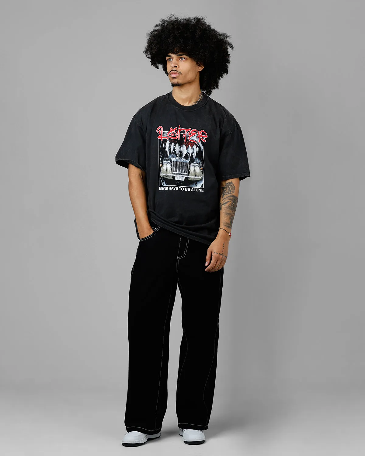 Loiter Always And Forever T-Shirt Black Acidwash sold by Culture Kings product image thumbnail 3