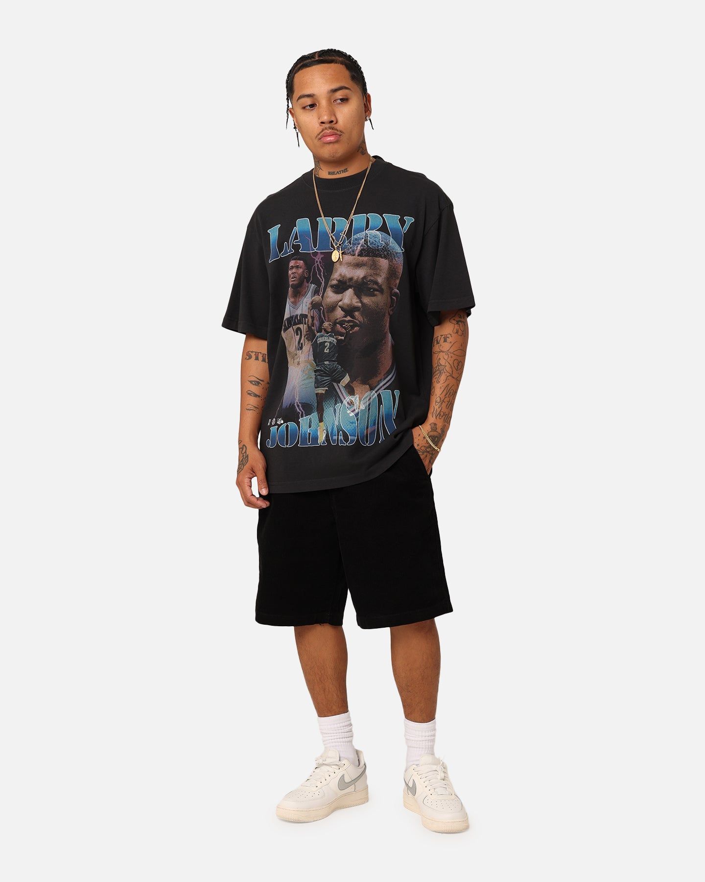 Mitchell & Ness Charlotte Hornets Larry Johnson Player & Stats T-Shirt Black sold by Culture Kings product image thumbnail 3