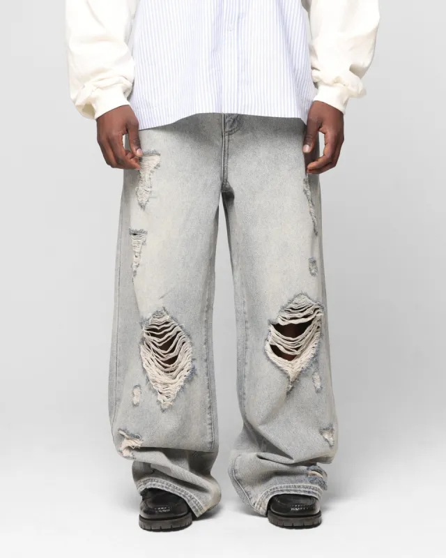 Loiter Star Layered Distressed Jeans Washed Blue sold by Culture Kings