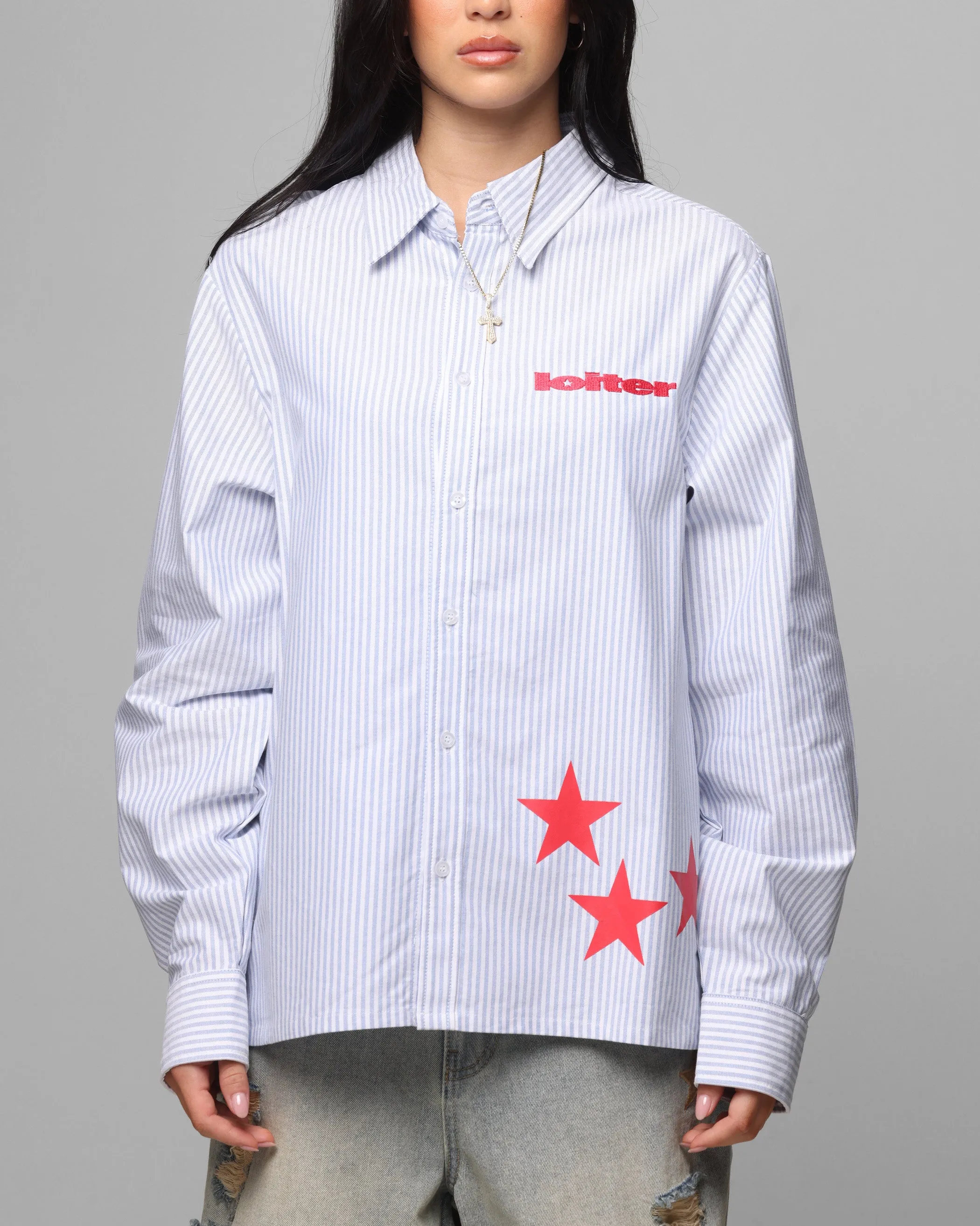 Loiter Solar Button Up Shirt Blue Pin Stripe sold by Culture Kings product image thumbnail 2