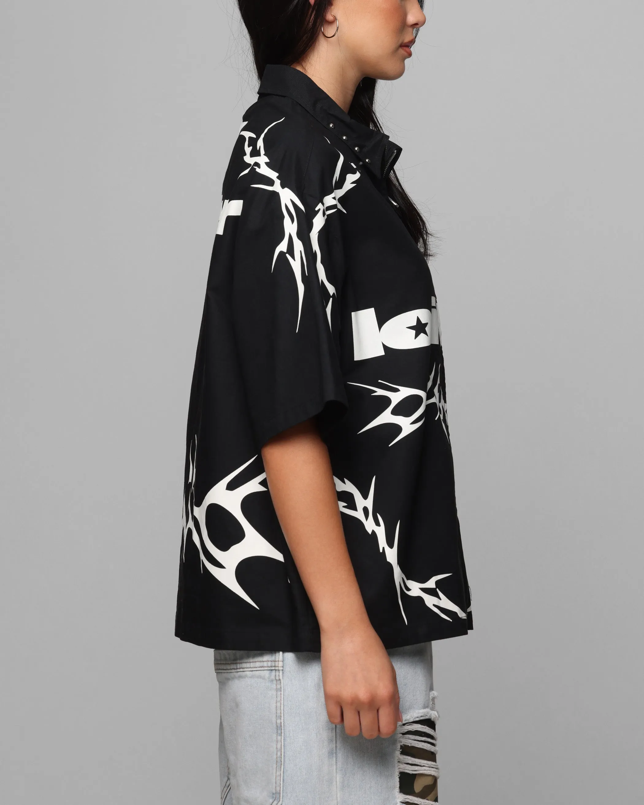 Loiter Cyber Zip Up Short Sleeve Shirt Black sold by Culture Kings product image thumbnail 5