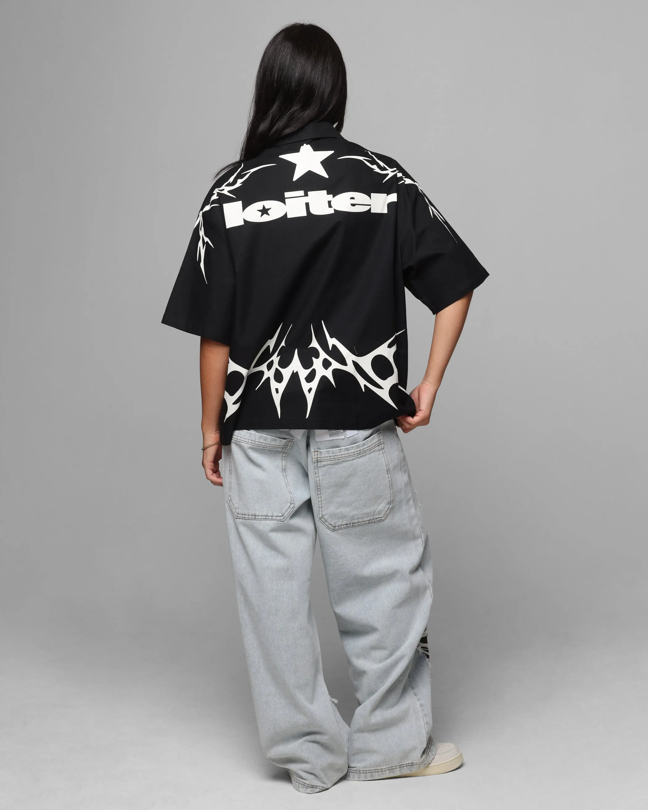 Loiter Cyber Zip Up Short Sleeve Shirt Black sold by Culture Kings product image thumbnail 4