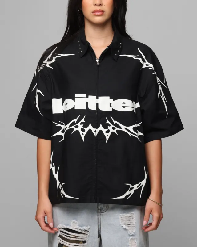 Loiter Cyber Zip Up Short Sleeve Shirt Black sold by Culture Kings