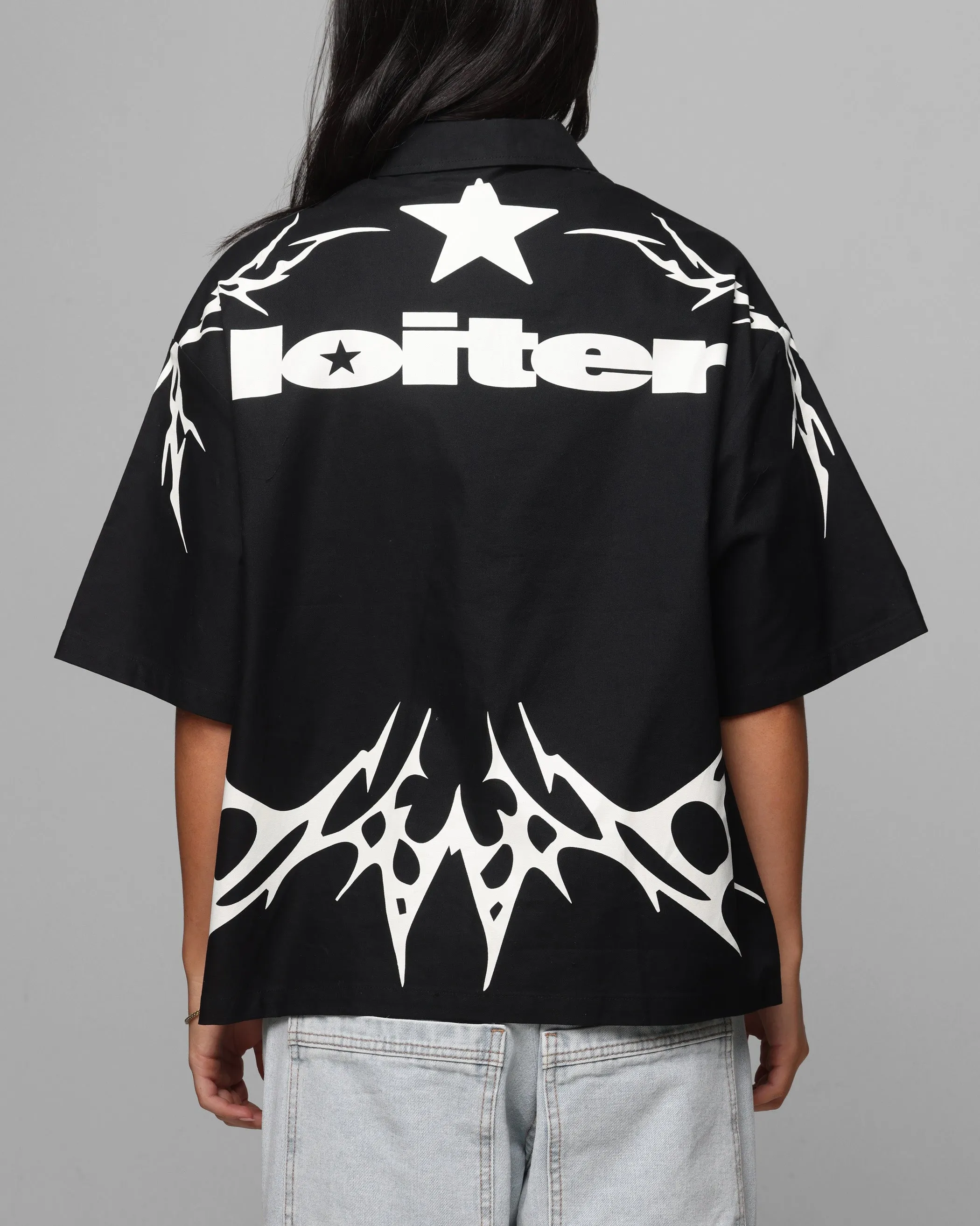 Loiter Cyber Zip Up Short Sleeve Shirt Black sold by Culture Kings product image thumbnail 2