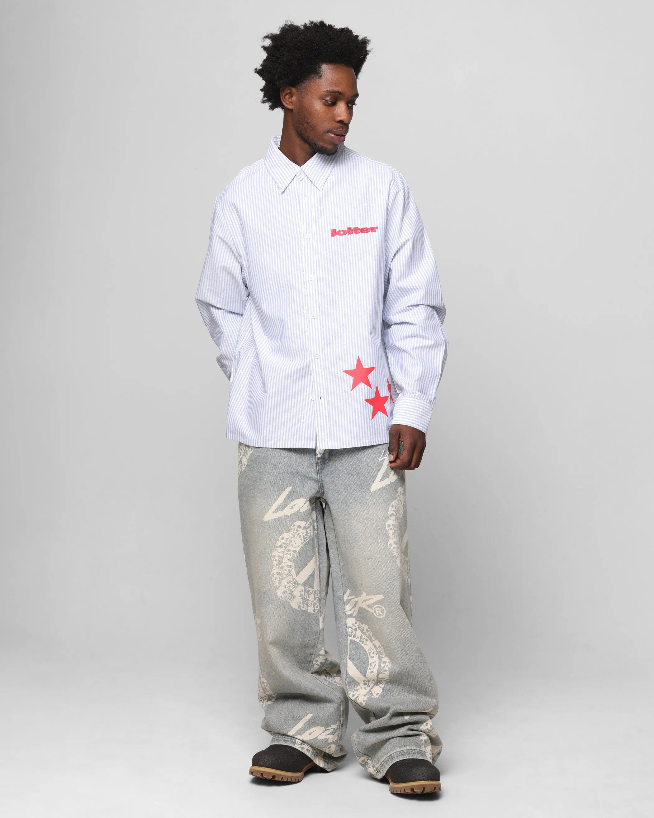Loiter Solar Button Up Shirt Blue Pin Stripe sold by Culture Kings product image thumbnail 3