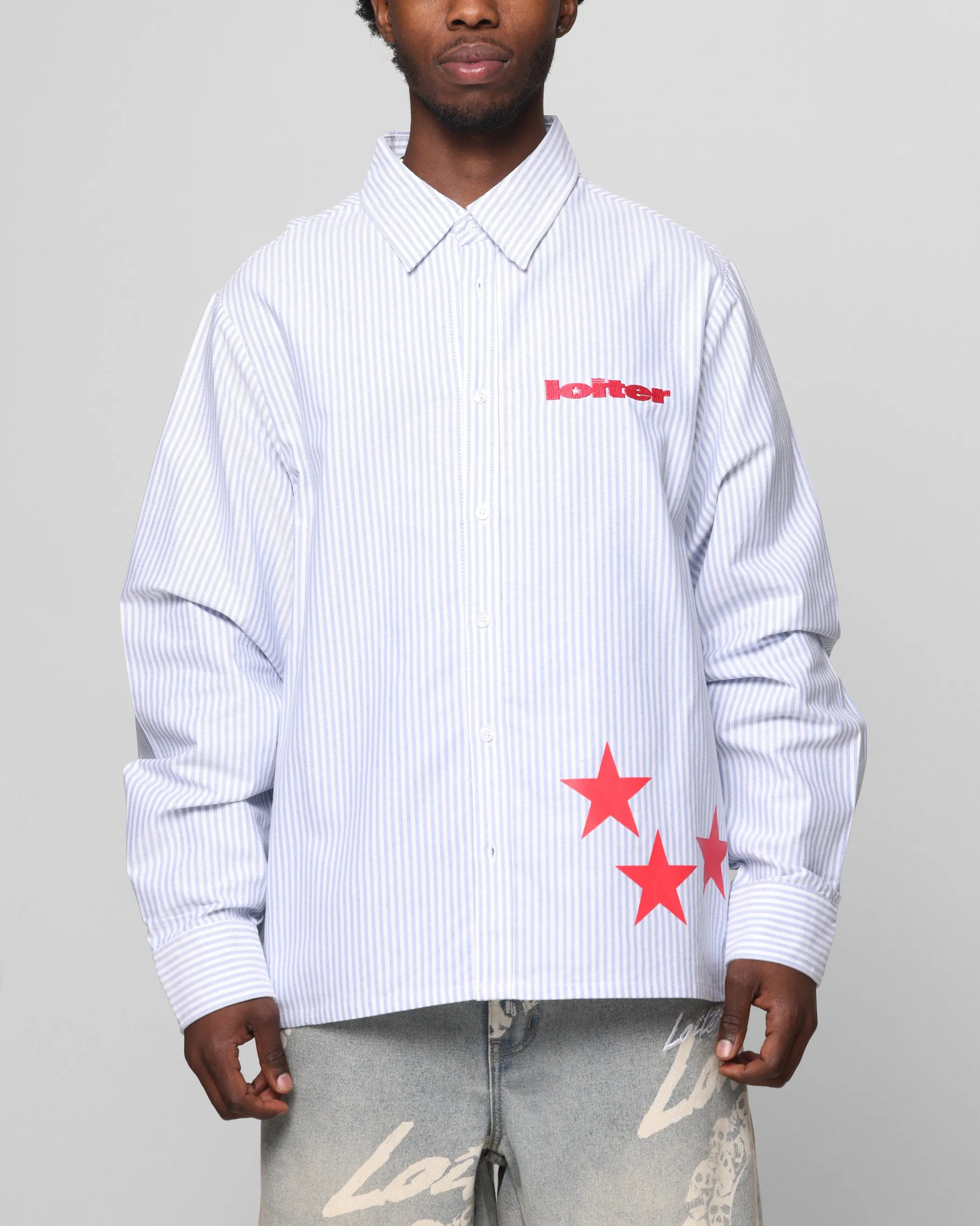 Loiter Solar Button Up Shirt Blue Pin Stripe sold by Culture Kings product image thumbnail 2